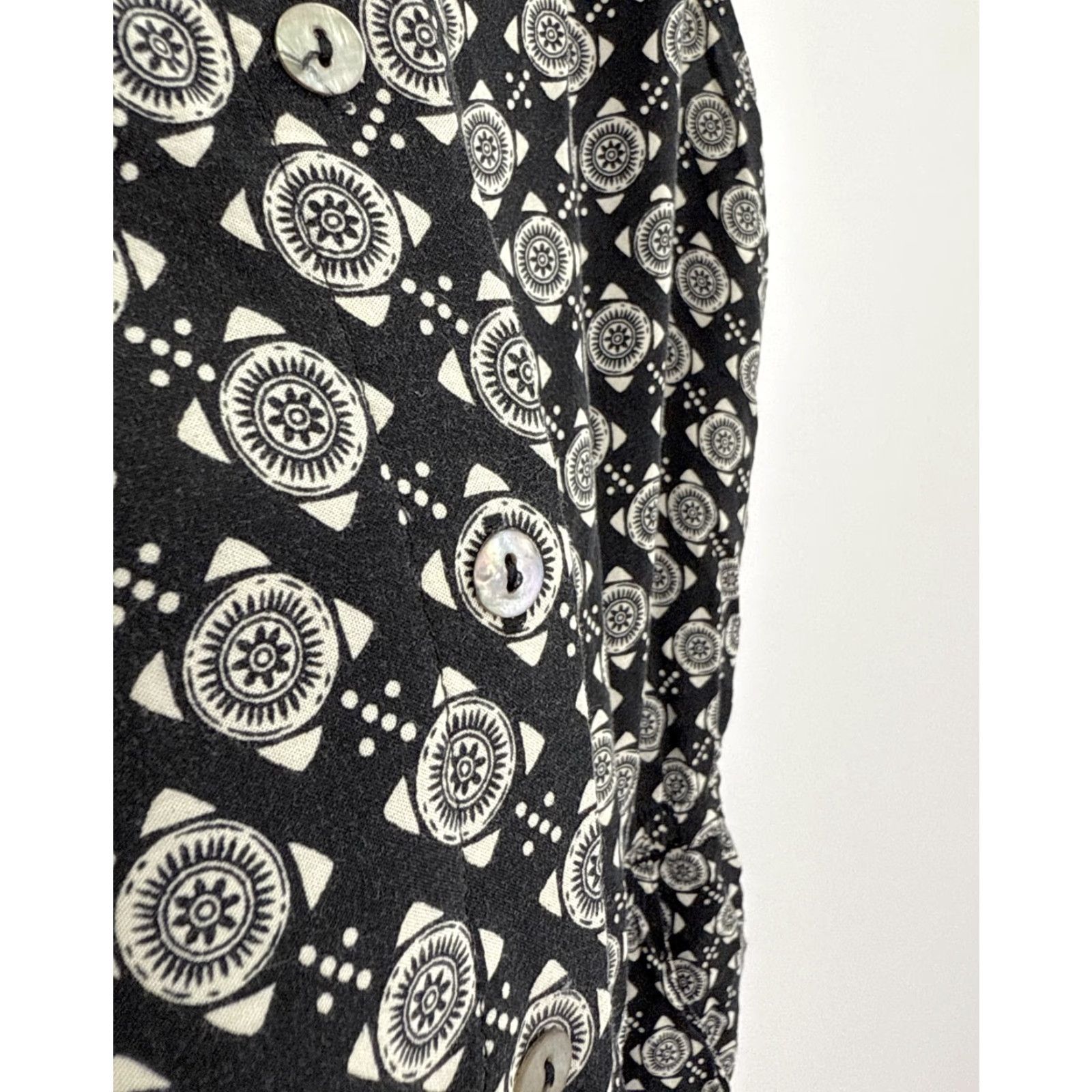 Vintage Max Studio Sleeveless Printed Drawstring Pockets Dress XL Black Boho Lightweight Shirt Dress Womens Size XL / US 12-14 / IT 48-50 - 5 Thumbnail