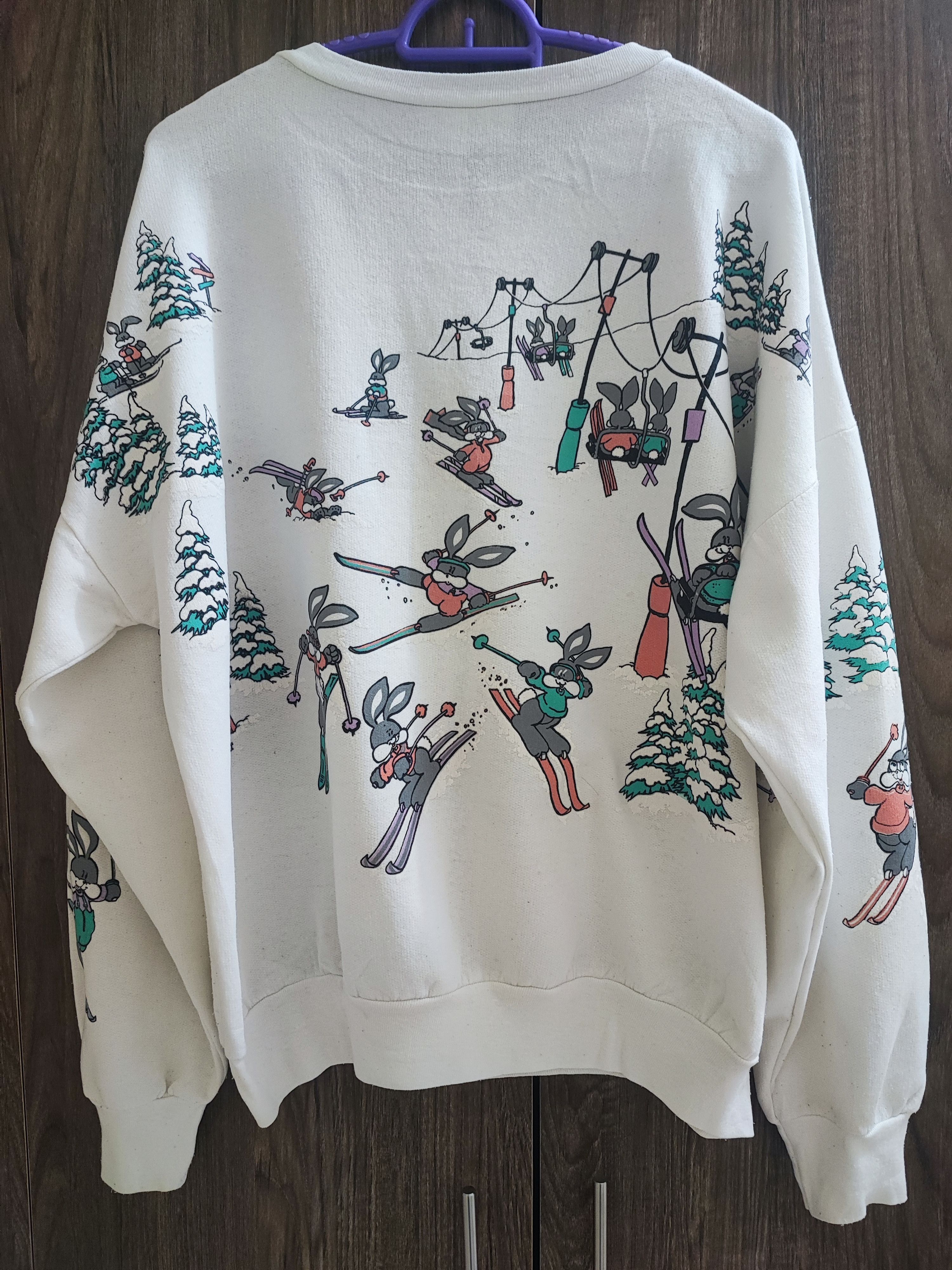 Vintage Vintage 80s/90s AOP Bunny Rabbit Ski Graphic Boxy Sweatshirt Size US M / EU 48-50 / 2 - 2 Thumbnail