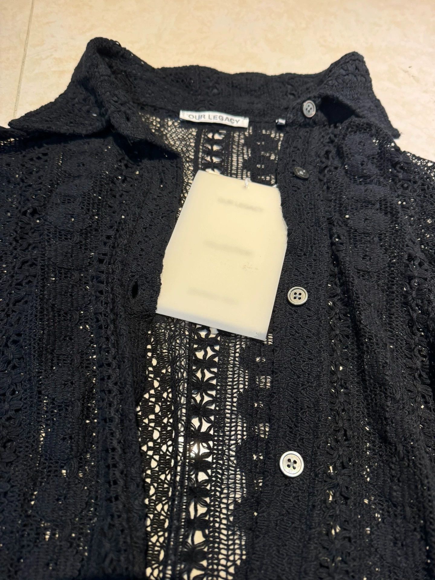 Our Legacy Our Legacy Women's Black Openwork Lace Shirt Size XXS / US 00 / IT 34 - 2 Thumbnail