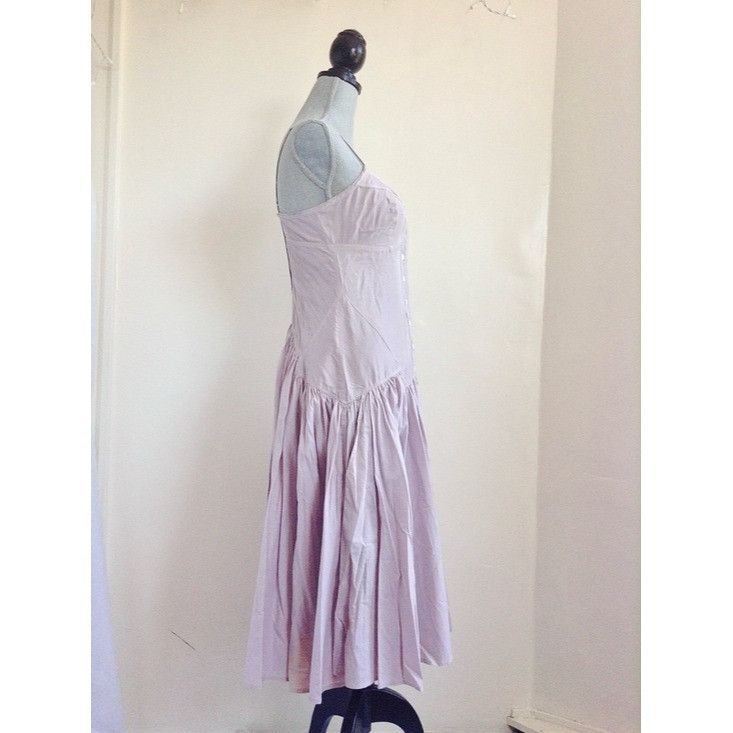 Armani Exchange Armani Exchange Archival Lavender Silk Cotton Midi Dress 4 W Size S / US 4 / IT 40 - 5 Thumbnail