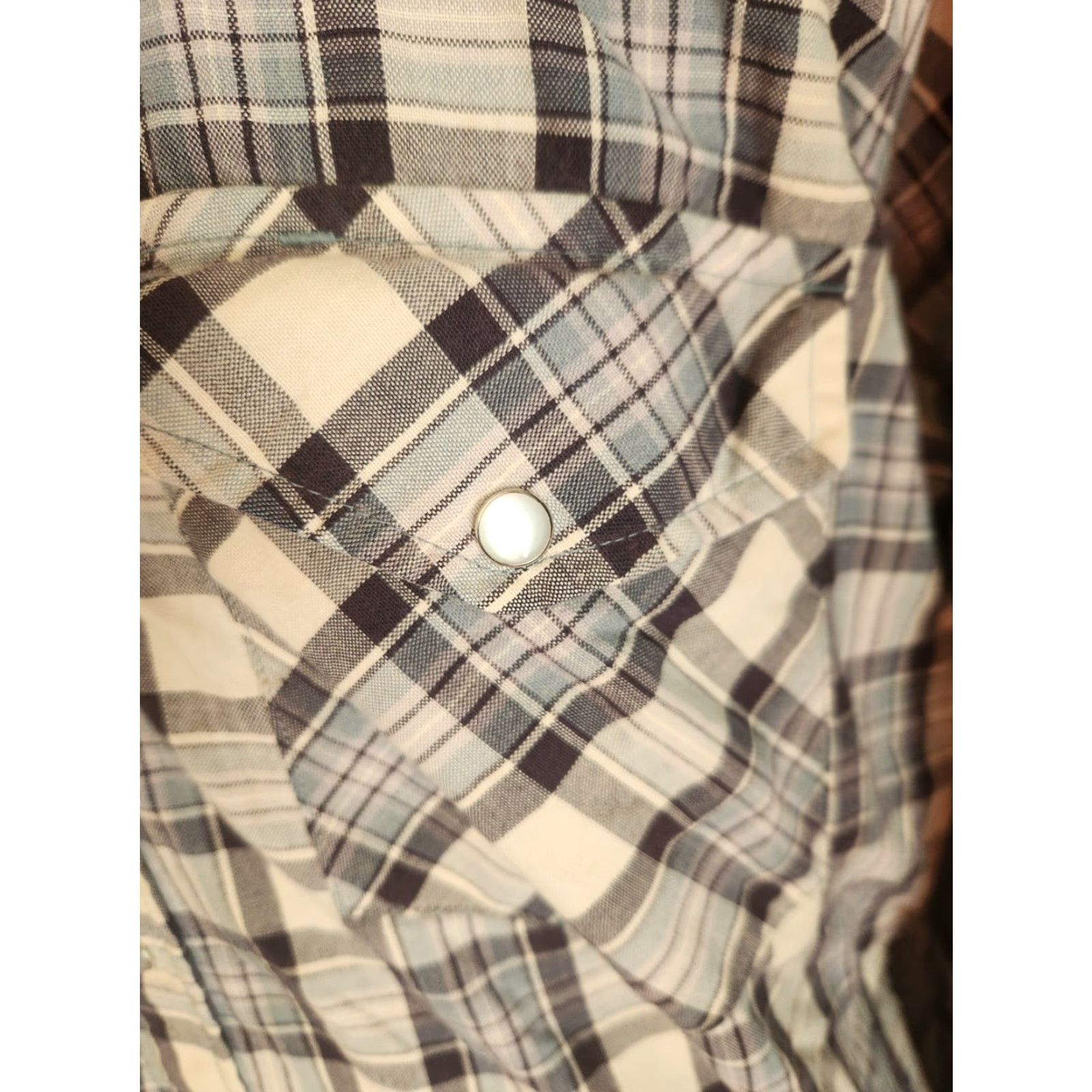 Vintage VINTAGE Big Mac Western Shirt Mens Plaid Blue White Pearl Snaps Size L Size US L / EU 52-54 / 3 - 3 Thumbnail
