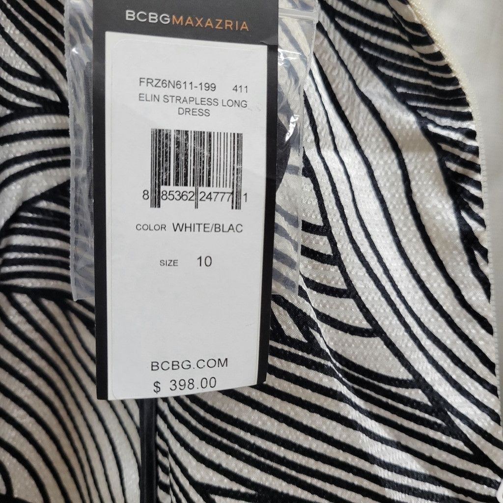 Bcbgmaxazria BCBGMAXAZRIA Elin Maxi Black & White Striped Bustier Dress Size L / US 10 / IT 46 - 15 Thumbnail