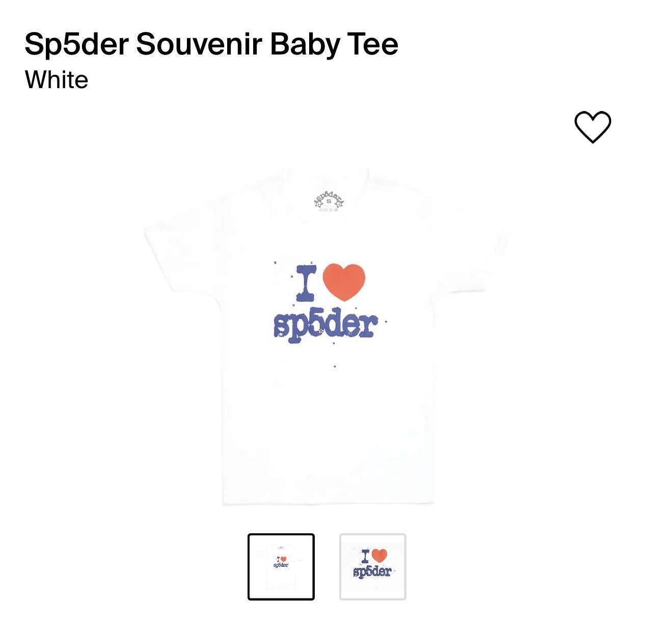 image of Spider Worldwide Sp5Der Souvenir Baby Tee in White, Men's (Size XS)