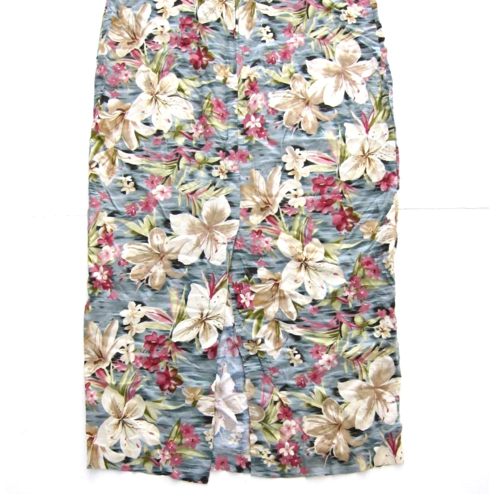 Vintage VINTAGE Leslie Fay Rayon Blue Green Pink Floral Hawaiian Long Maxi Tank Dress 10 Size L / US 10 / IT 46 - 6 Thumbnail