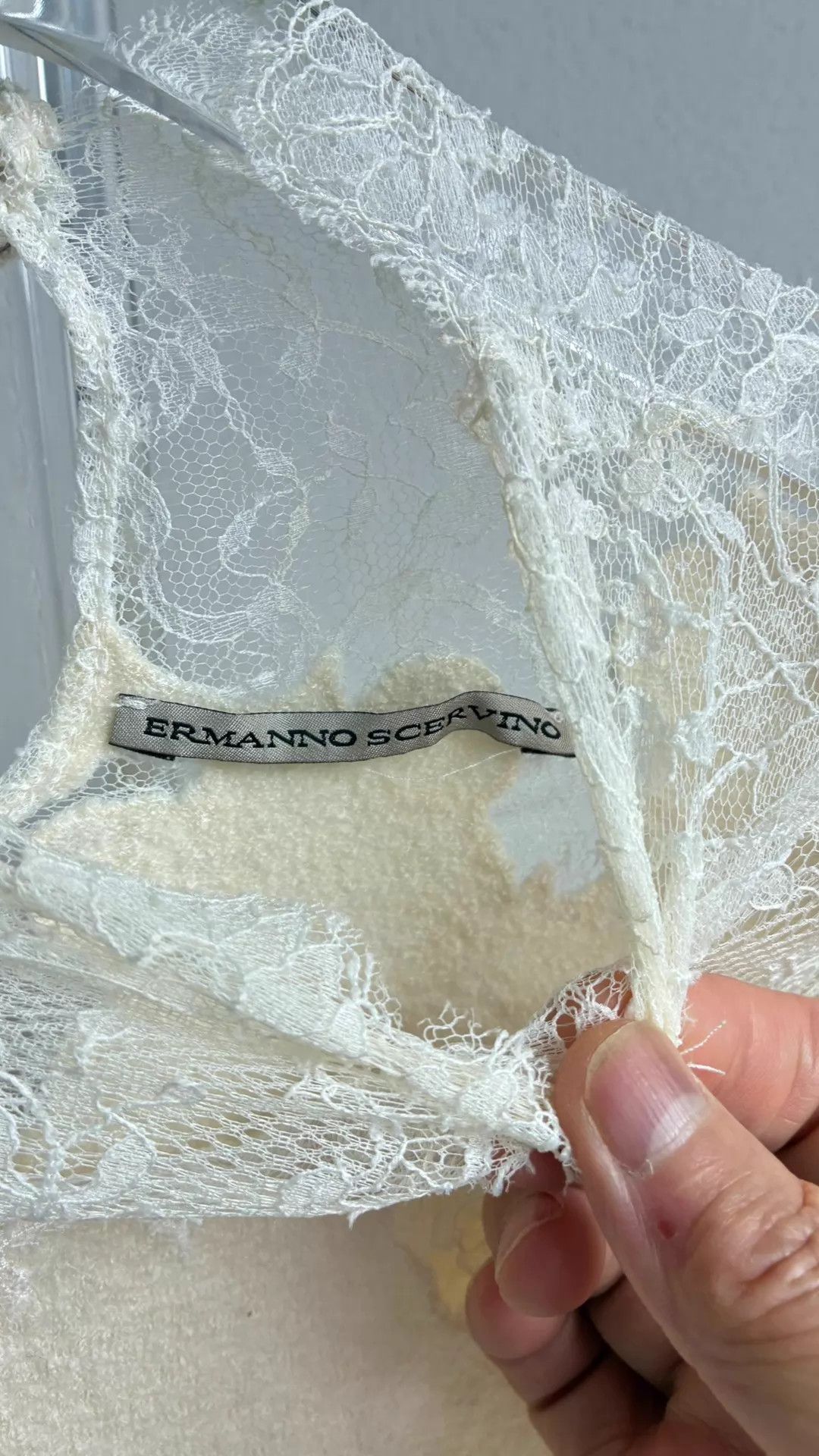 Ermanno Scervino ERMANNO SCERVINO White Lace Cashmere Sweater Womens 38 Size XS / US 0-2 / IT 36-38 - 3 Thumbnail