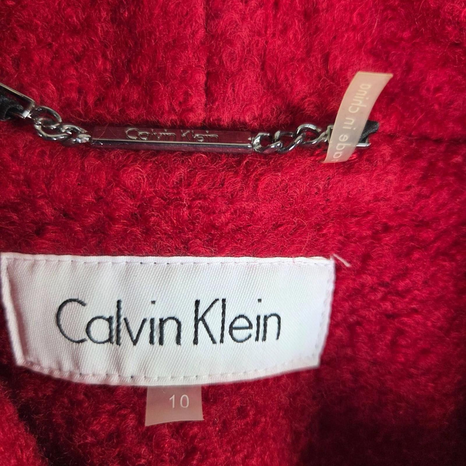 Calvin Klein Calvin Klein Womens Size 10 Red Asymmetric Button Coat Wool Size L / US 10 / IT 46 - 5 Thumbnail