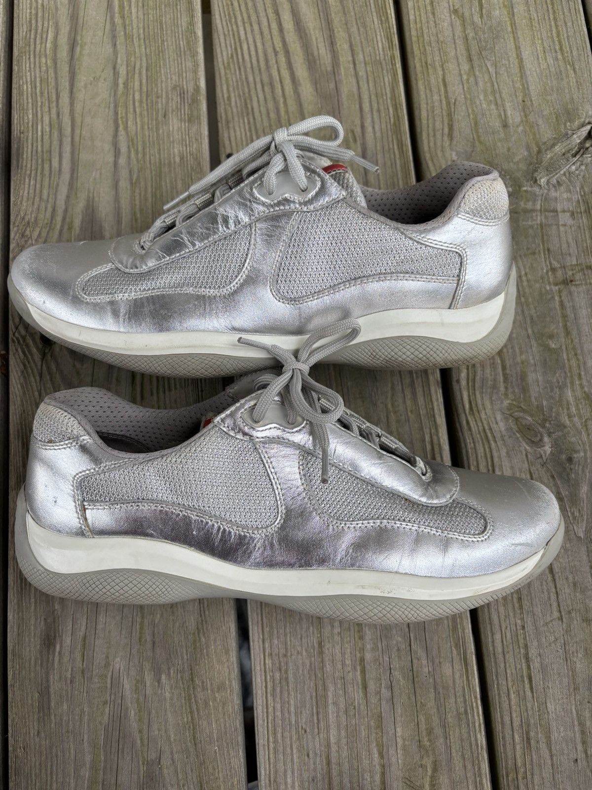 Prada Americas Cup Silver Leather Size 9 Size US 9 / EU 42 - 2 Thumbnail