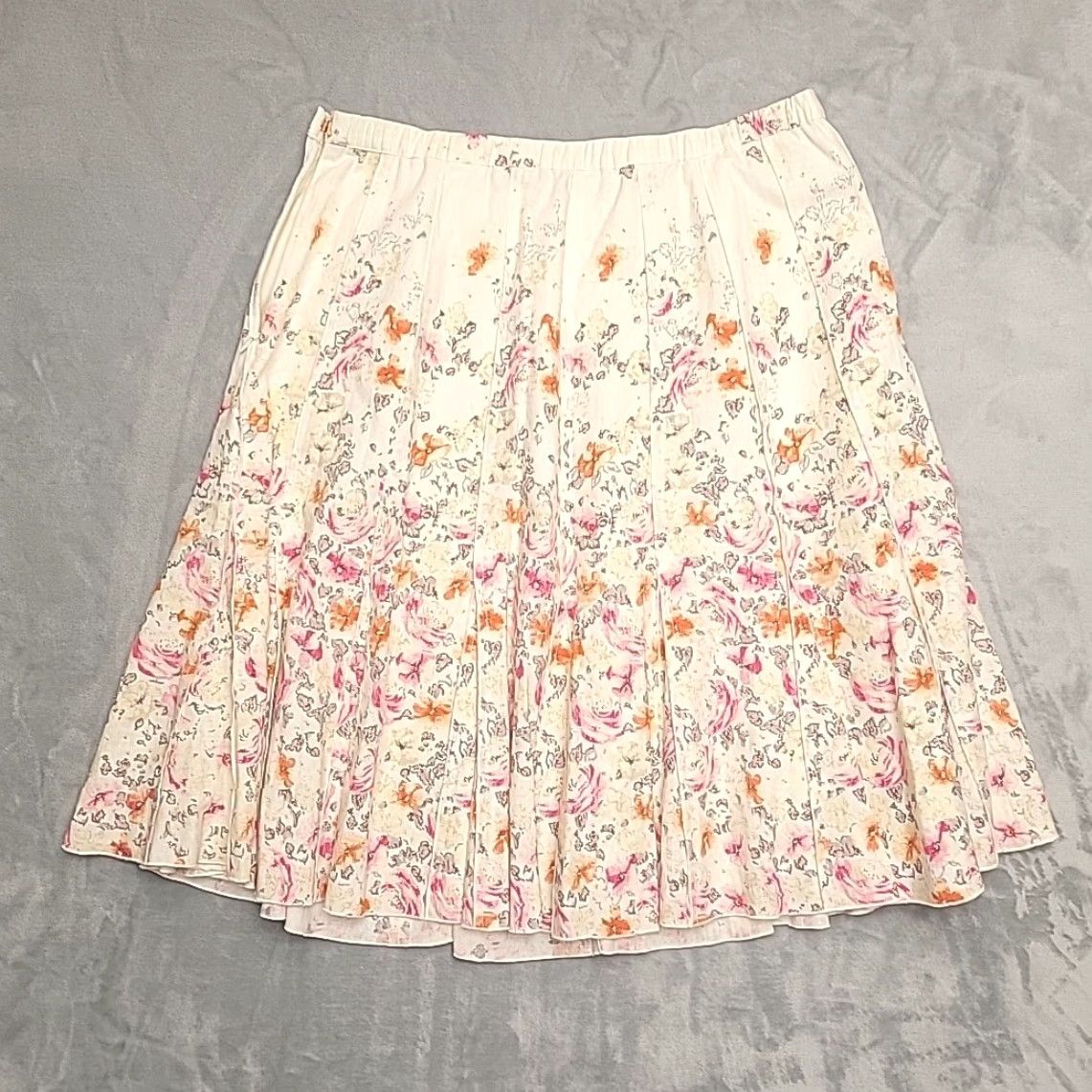 Coldwater Creek Coldwater Creek Linen Blend Floral Pleated Midi Skirt PXL Size 40" / US 18 - 6 Thumbnail