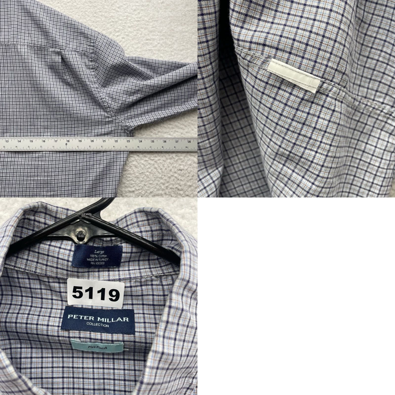 Peter Millar Peter Millar Shirt Mens Large L Flex Finish Blue Micro Gingham Check Button Down Size US L / EU 52-54 / 3 - 8 Thumbnail
