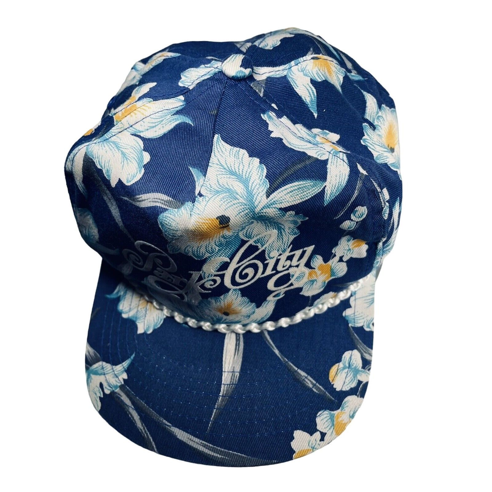 Vintage Park City San Sun Tropical Hawaiian Orchid Baseball Hat Blue Size ONE SIZE - 6 Thumbnail