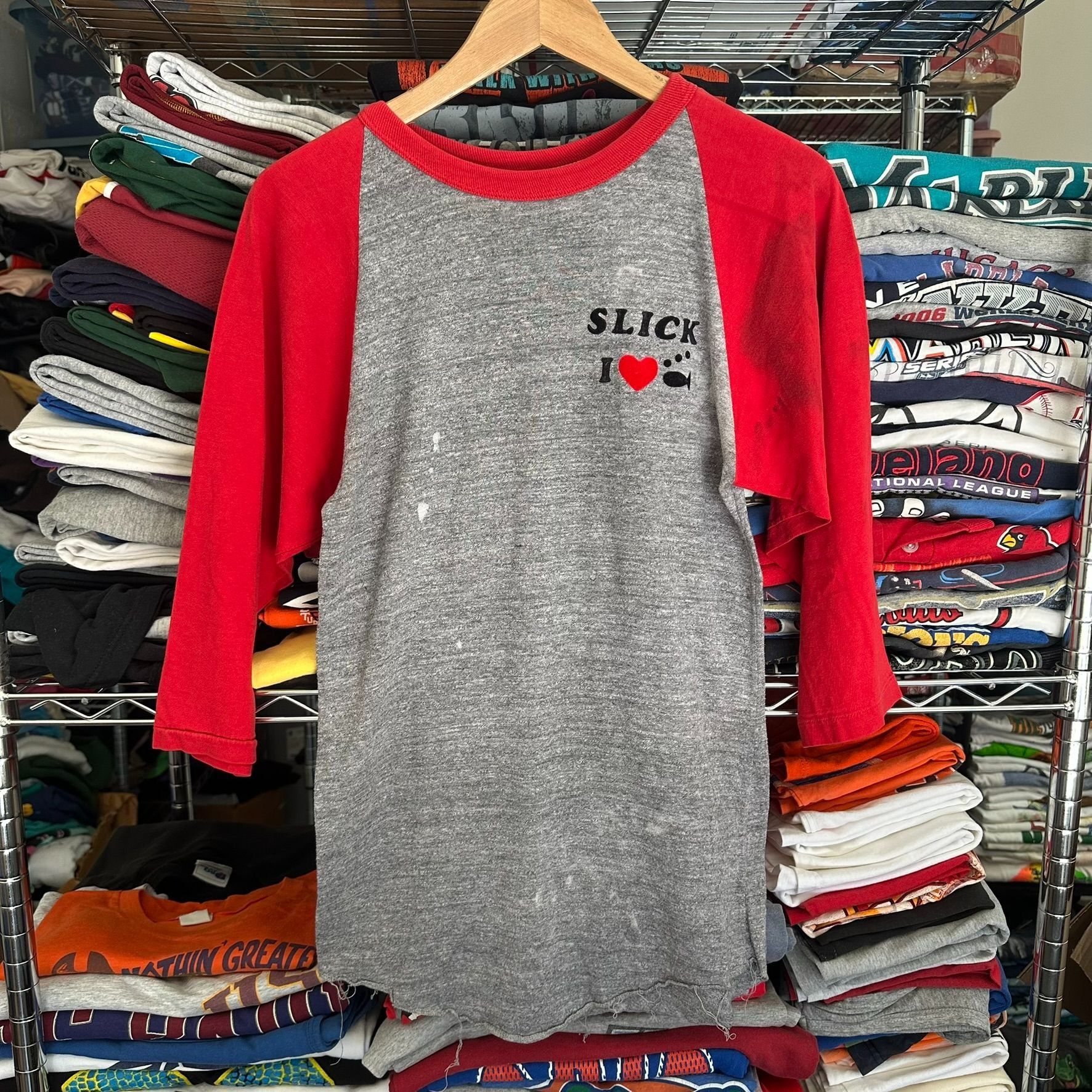 Russell Athletic Vintage 70s I Love Fish Raglan T-Shirt Soft Paper Thin Singl Size US M / EU 48-50 / 2 - 1 Thumbnail