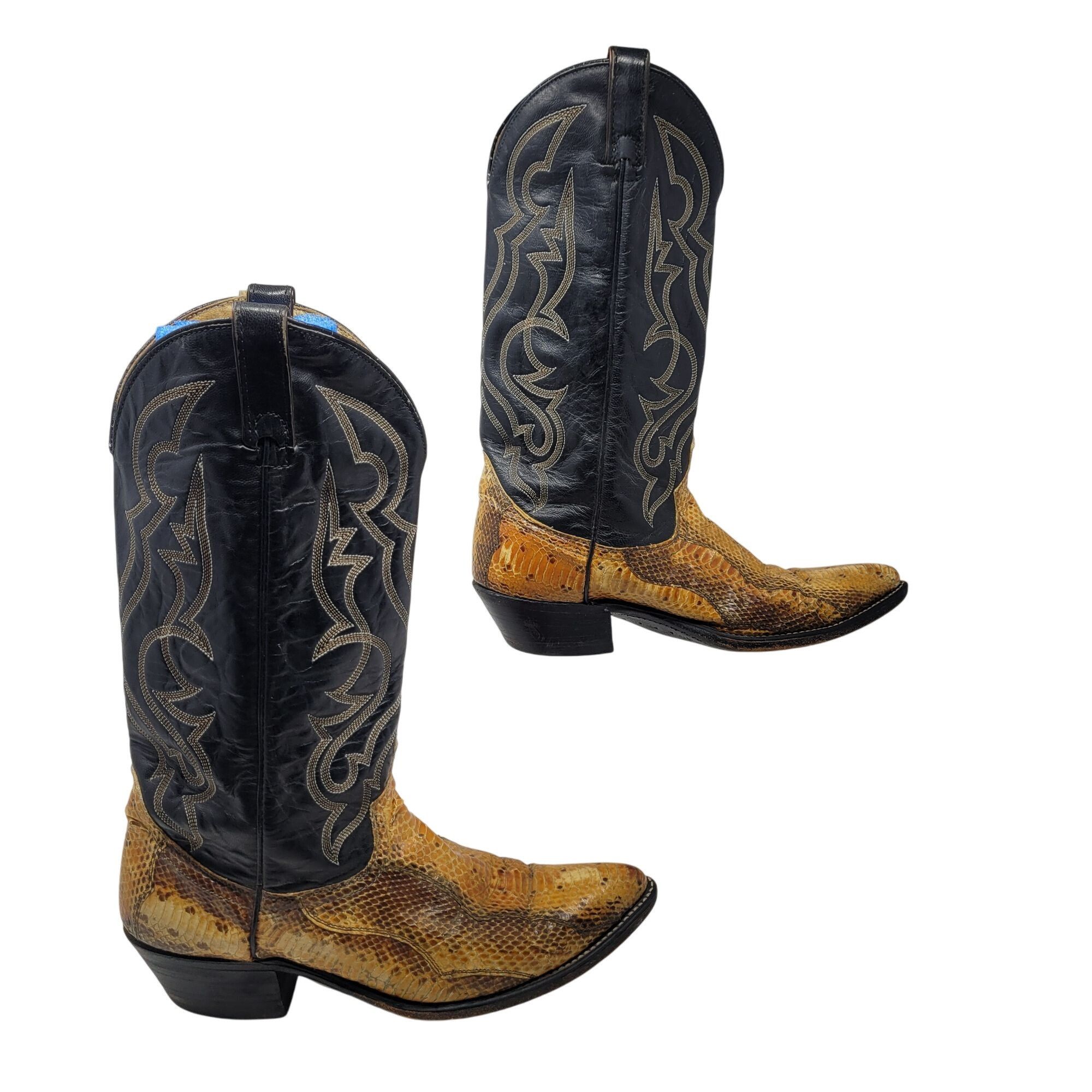 Vintage Vtg Acme Royals Western Cowboy Boots Sz 9 Black Leather Yell Size US 9 / EU 42 - 7 Thumbnail