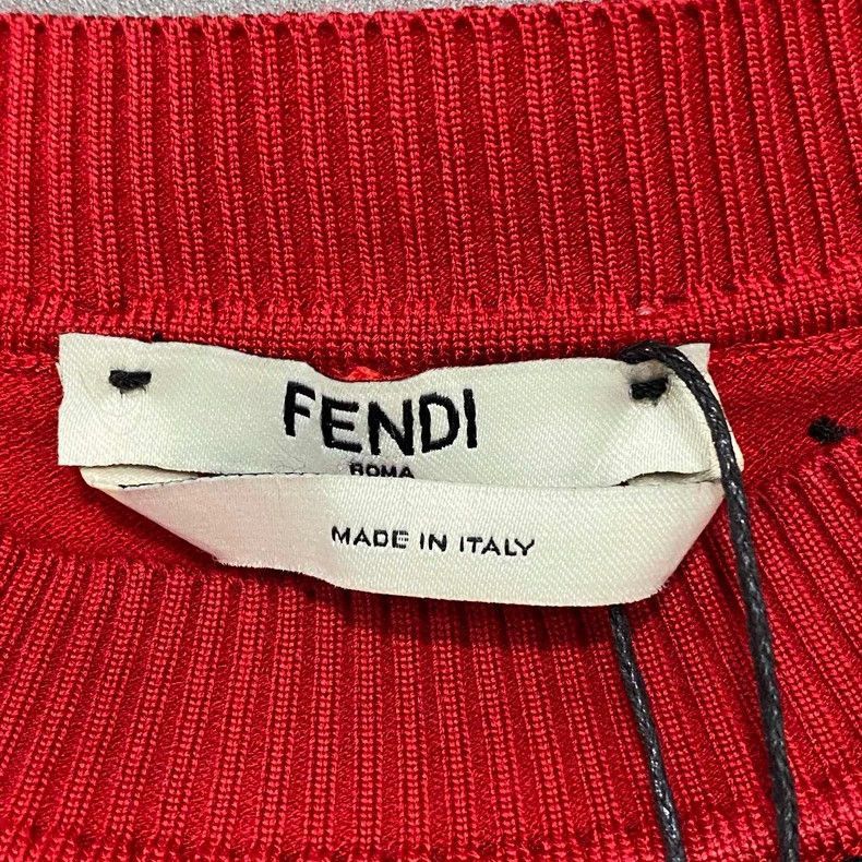 Fendi Red Knitted Short Sleeve Top FENDI Size S / US 4 / IT 40 - 4 Thumbnail