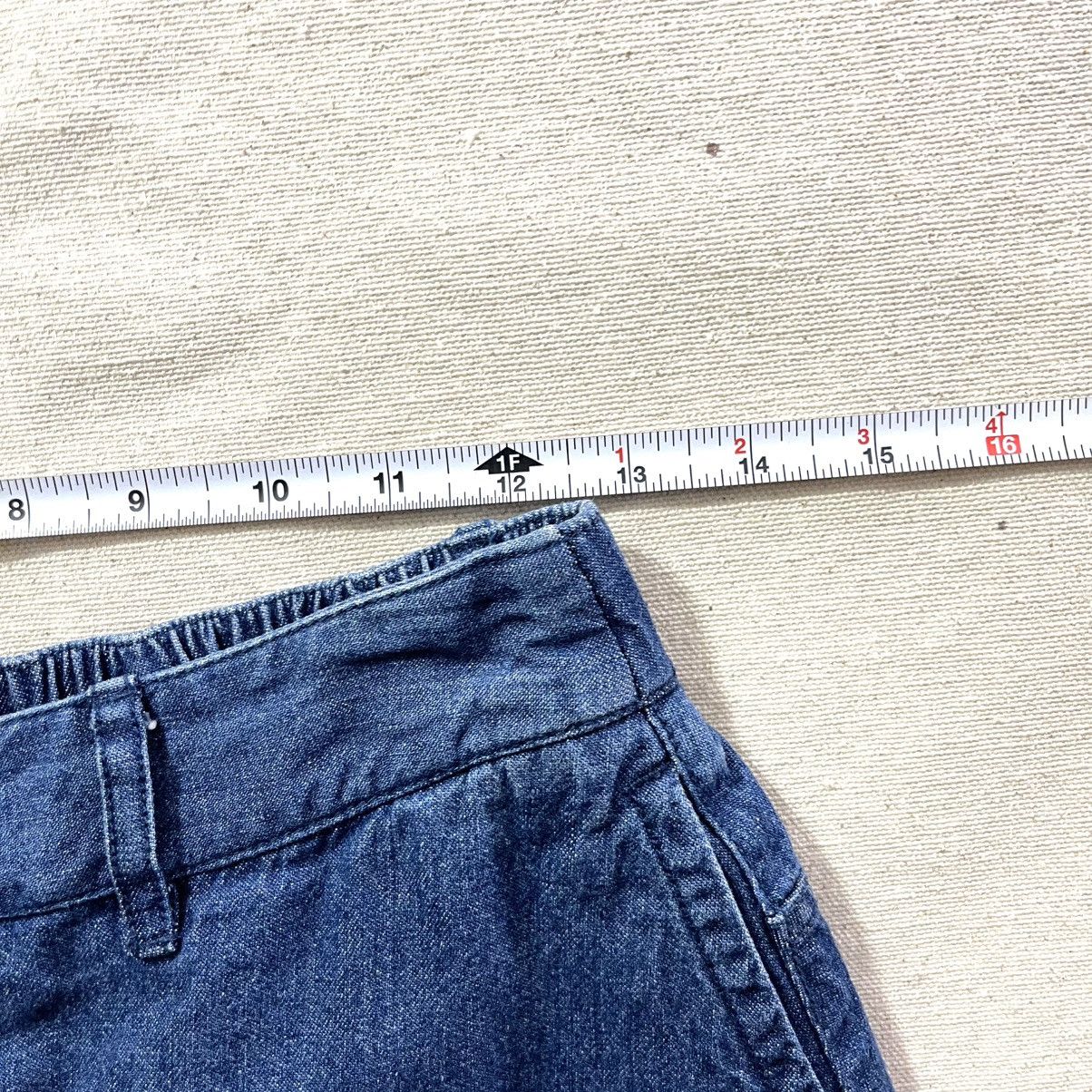 CHOCOOLATE Denim Elastic Waist A Line Faux Button Midi Skirt Size 27" / US 4 / IT 40 - 6 Thumbnail