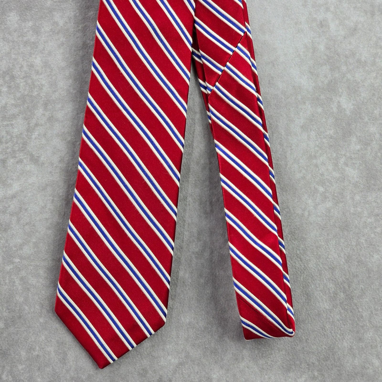 Other Eagle Red Blue White Stripe Repp 100% Silk Neck Tie NWOT Size 28 - 2 Thumbnail