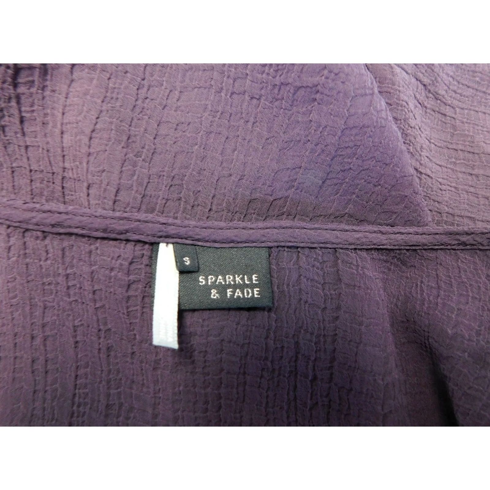 Vintage Sparkle & Fade Blouse Purple 3/4 Sleeve Sheer Crepe Top S Women Shirt Violet 2473 Size S / US 4 / IT 40 - 5 Thumbnail