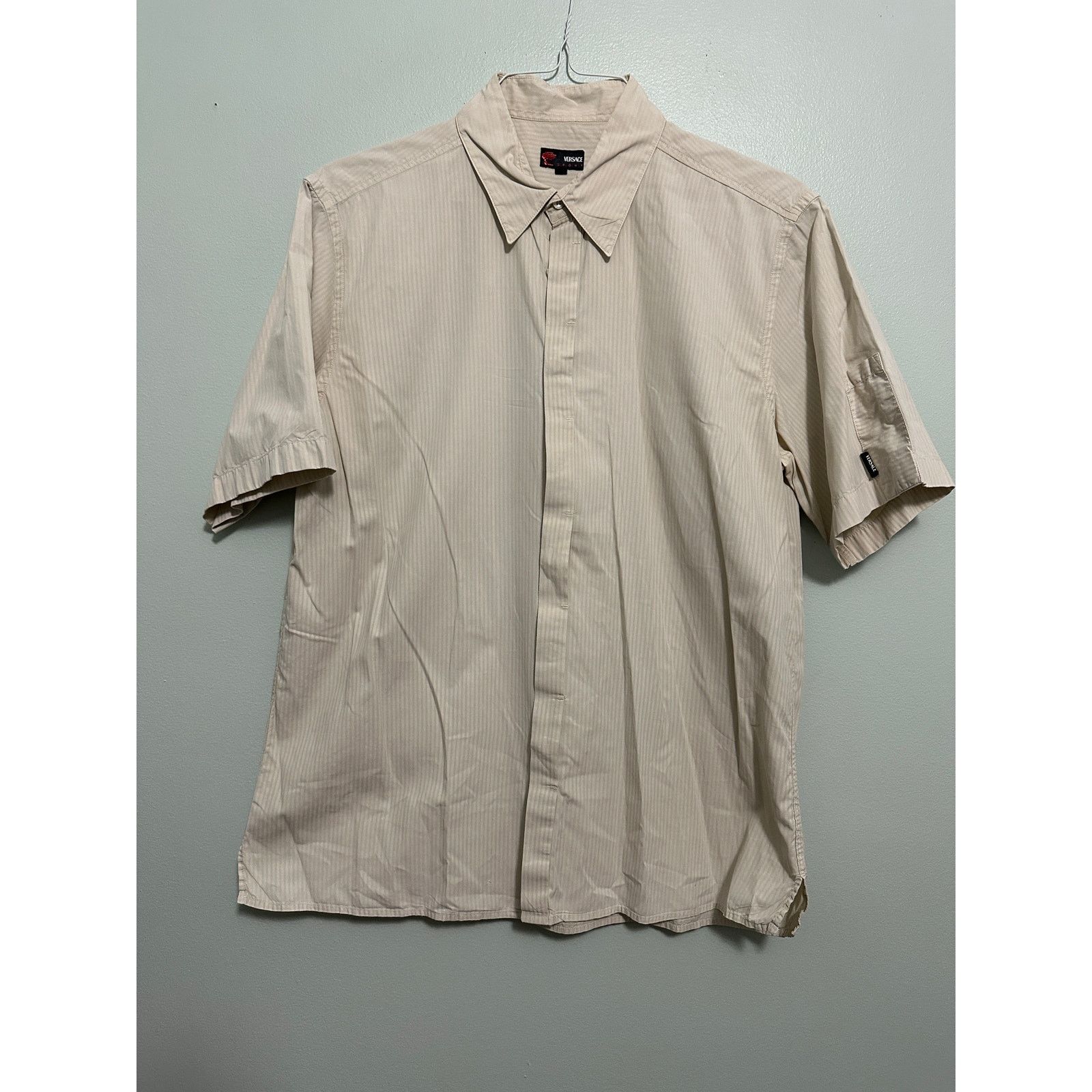 Versace Versace cream damask stripe short sleeve button down size L Size US L / EU 52-54 / 3 - 2 Thumbnail