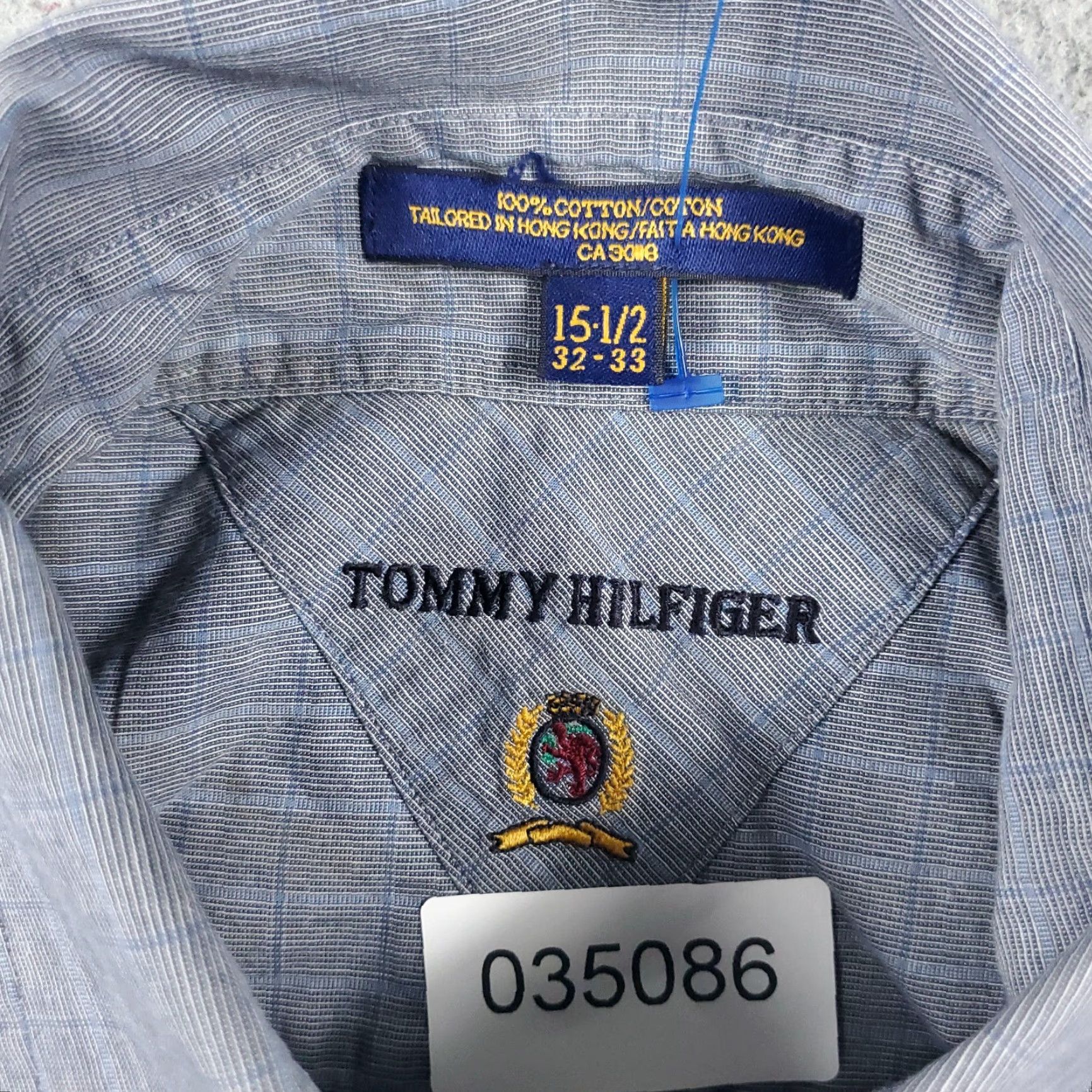 Tommy Hilfiger Tommy Hilfiger Dress Shirt Mens 15.5 Blue Plaid Long Sleeve Button-Up Size 40R - 6 Thumbnail