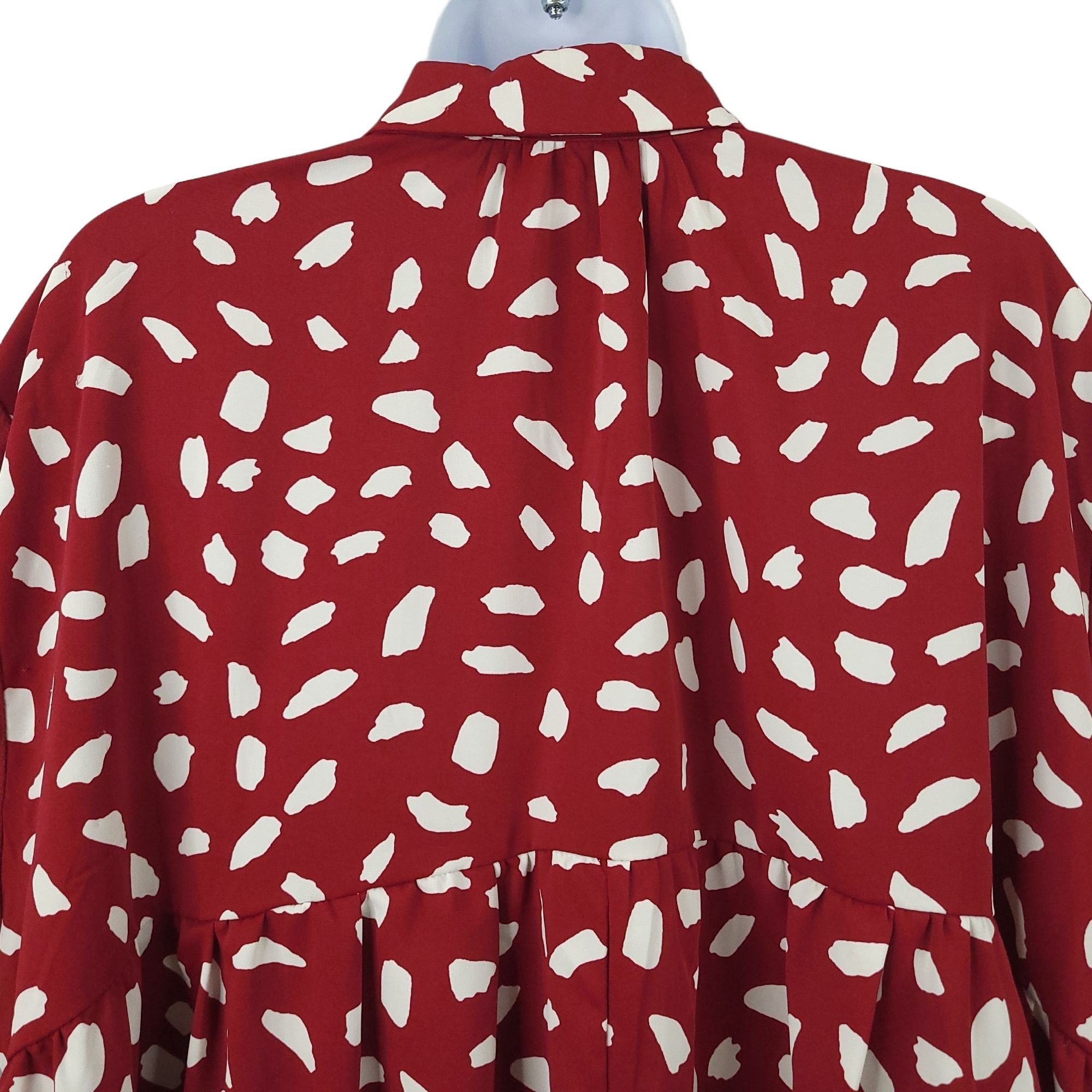 Other Umgee Burgundy Babydoll Tunic Top L Dalmatian Print Collar Size L / US 10 / IT 46 - 7 Thumbnail