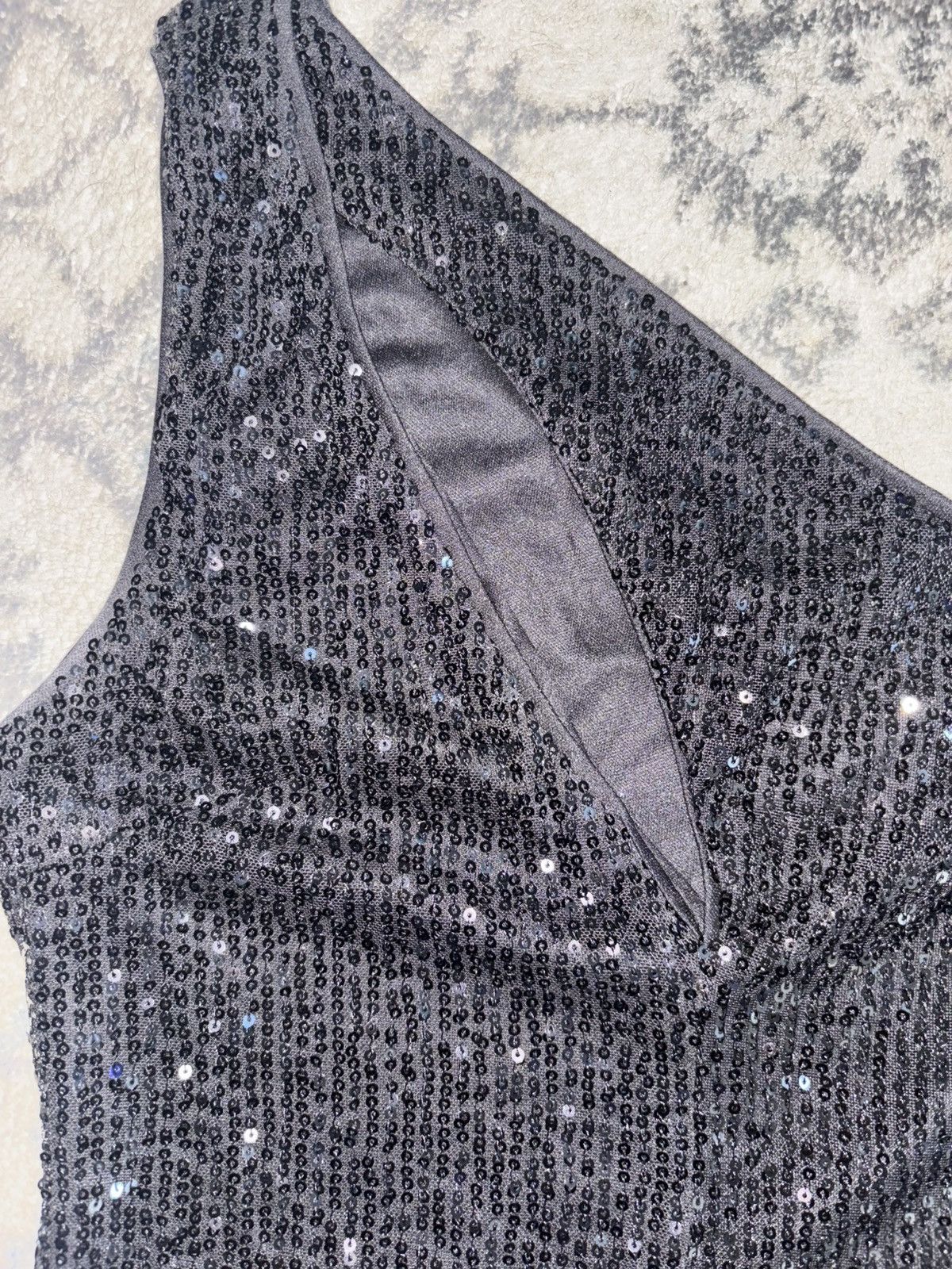 Other Cefian Sequin One Shoulder Cutout Black Bodysuit - NWT Size S / US 4 / IT 40 - 2 Thumbnail