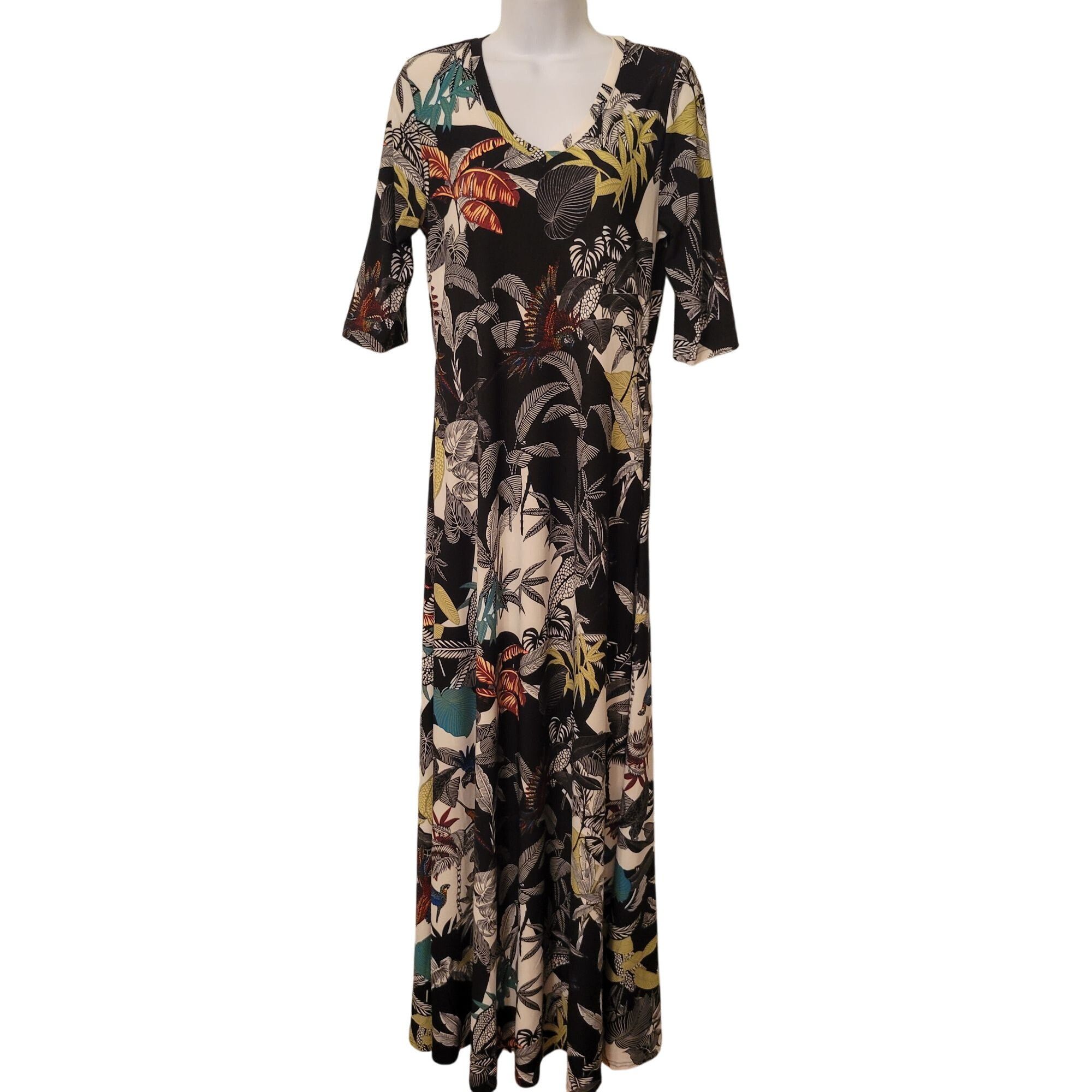 Vintage Attitudes by Renee XST Tropical Bird Leaf Print Maxi Dress P Size XS / US 0-2 / IT 36-38 - 1 Thumbnail