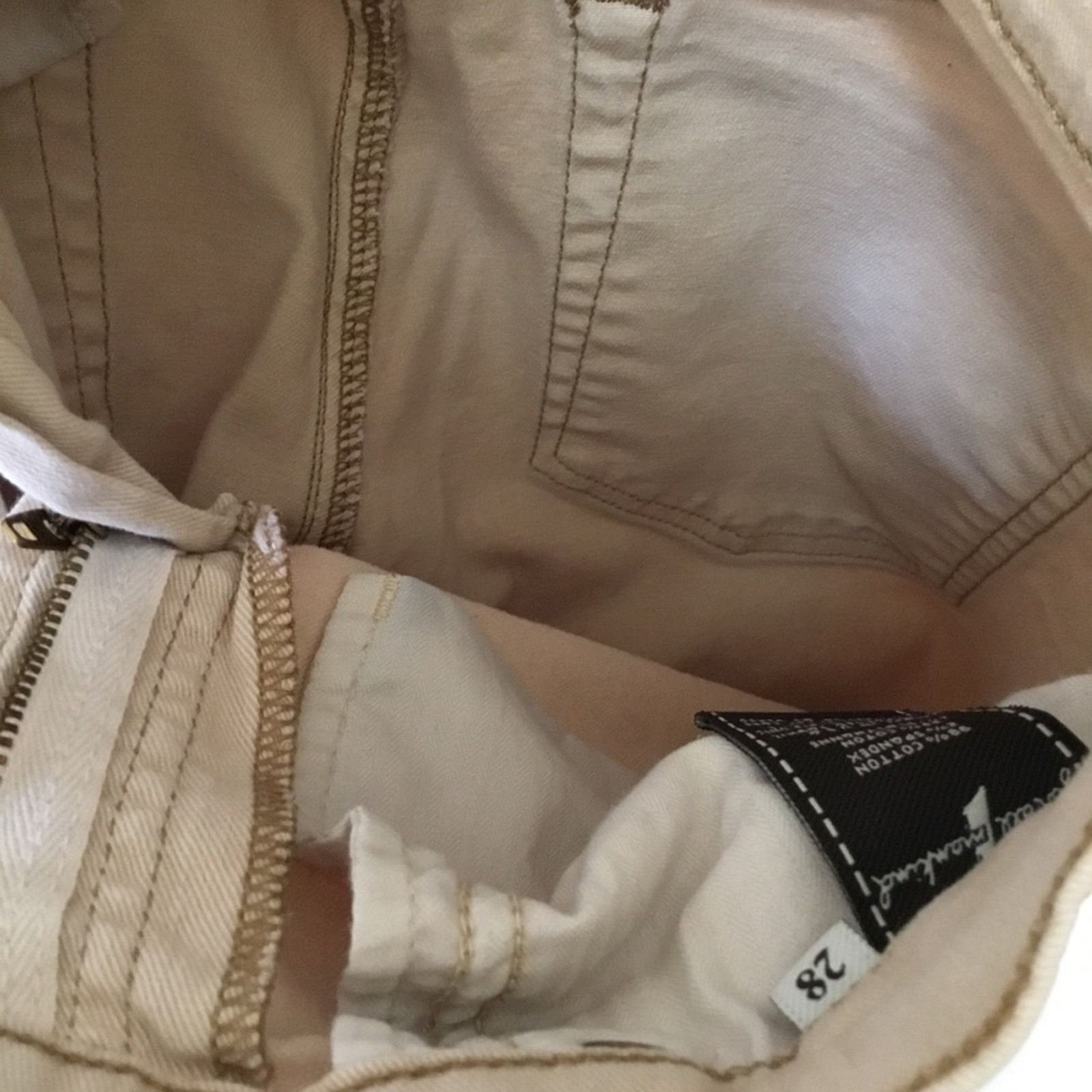 7 For All Mankind 7 For All Mankind Beige Skinny Crop & Roll Jeans Size 28" / US 6 / IT 42 - 7 Thumbnail