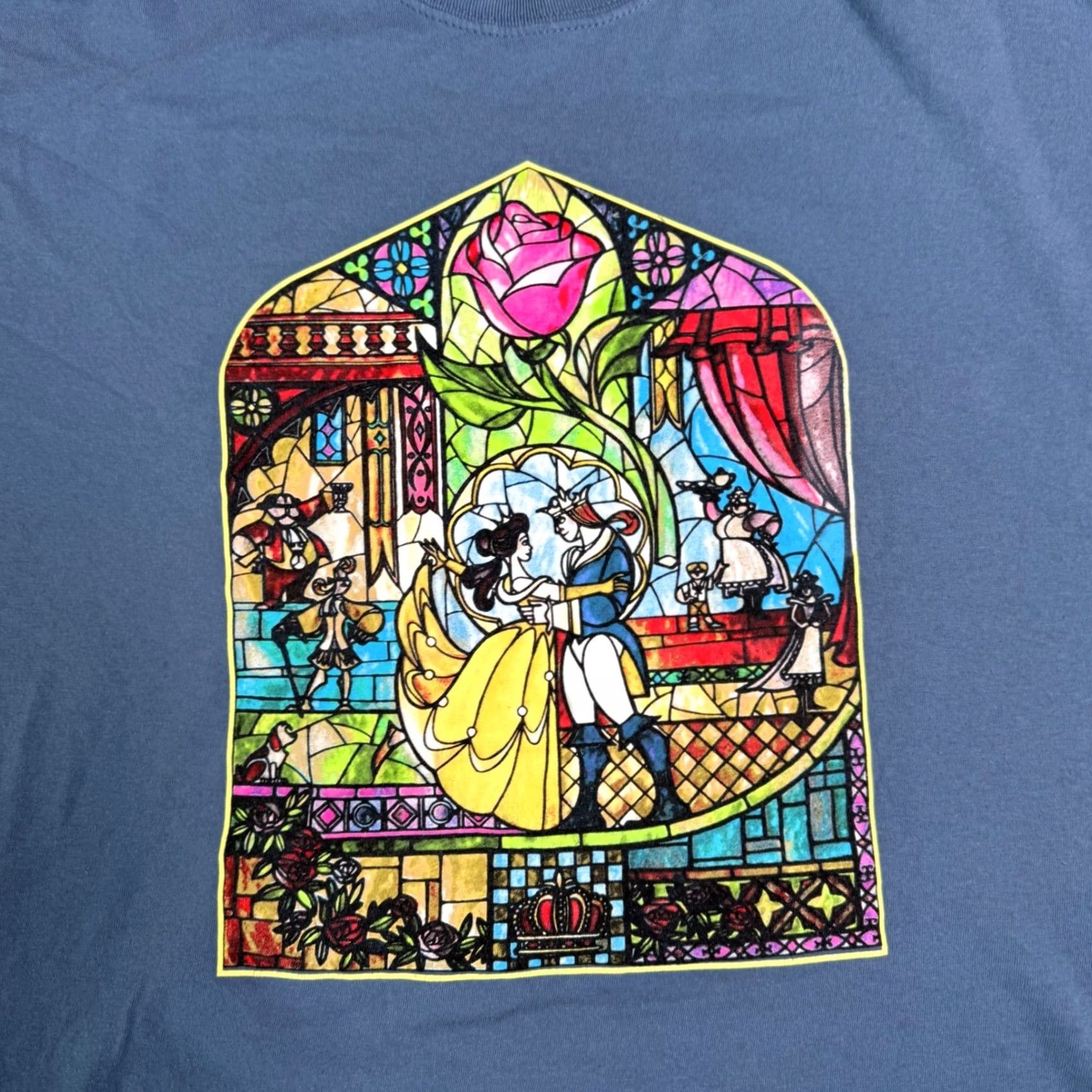 Disney Disney Beauty and the Beast T-Shirt Mens 2XL Stained Glass Graphic Crew Neck Short Sleeve Blue 2X Big & Tall Disney Adult Movie Tee Casual Comfortable Size US XXL / EU 58 / 5 - 3 Thumbnail