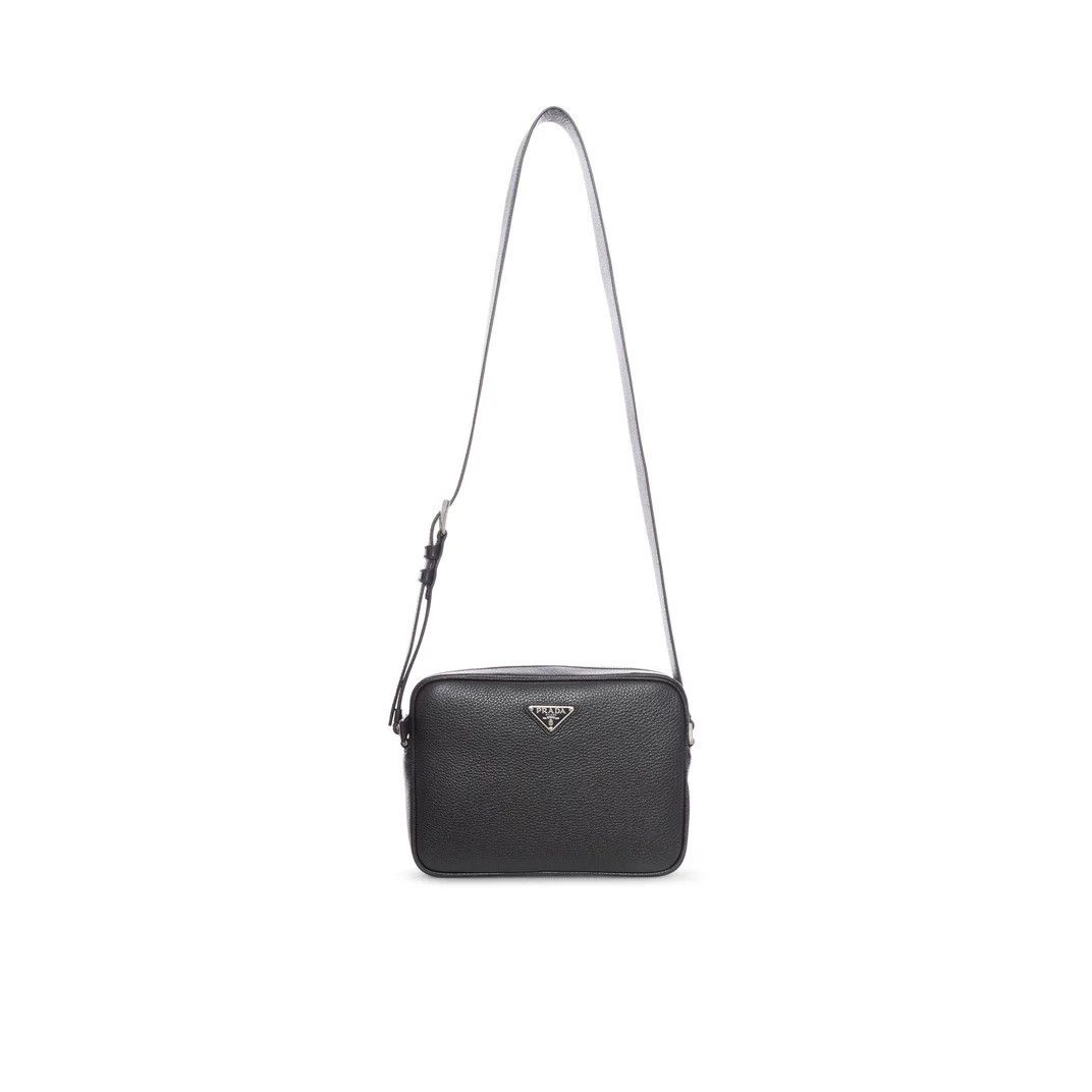 PRADA $2850 Black Leather Shoulder Bag New & Authentic