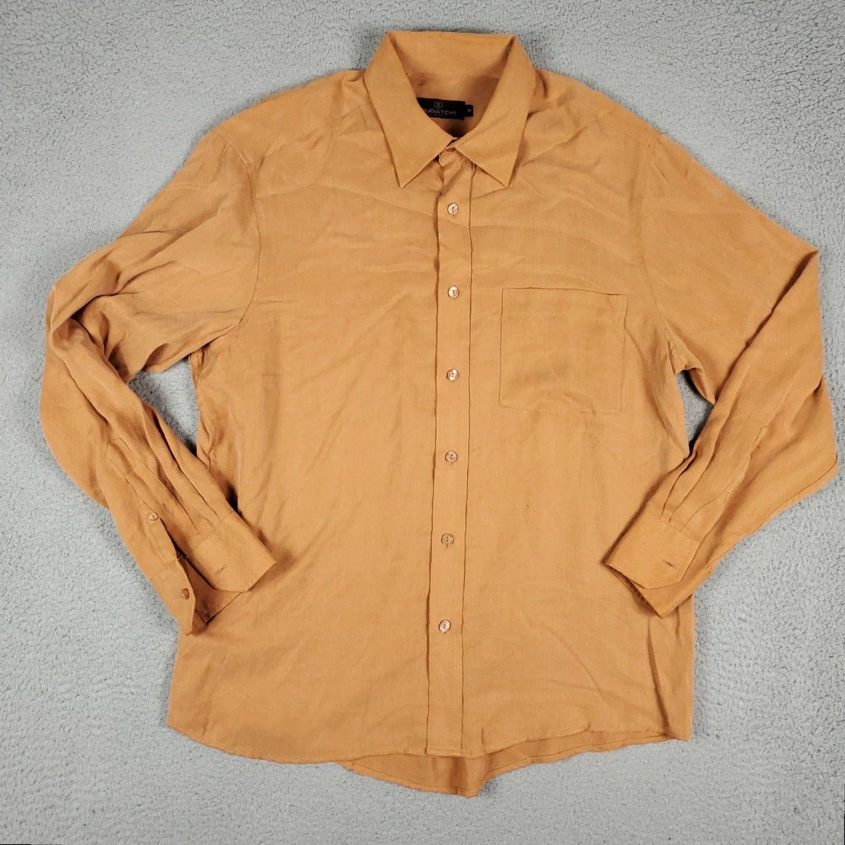 BUGATCHI Bugatchi Uomo Beige Long Sleeve Button Up Shirt Size Medium Mens Classic Modern Size US M / EU 48-50 / 2 - 2 Thumbnail