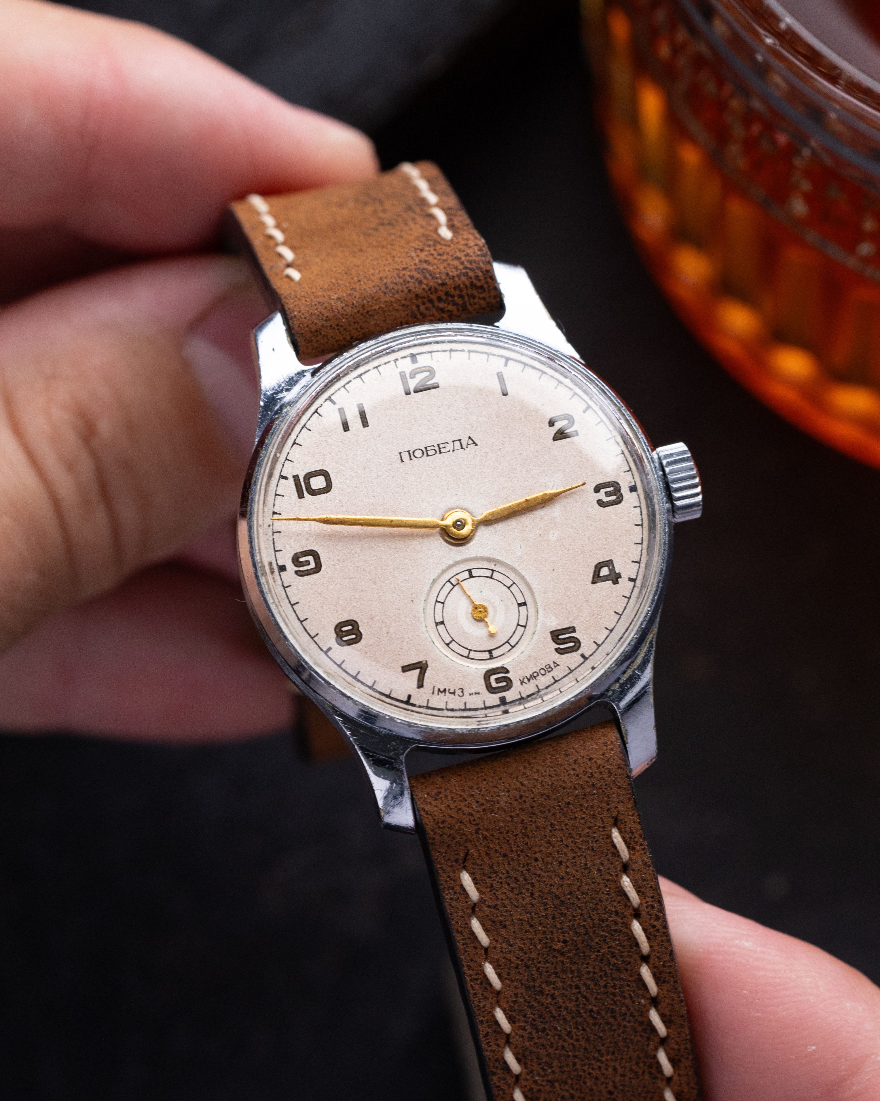 Other Pobeda Vintage Soviet Watch Patina Dial from 1950's Size 34 - 4 Thumbnail