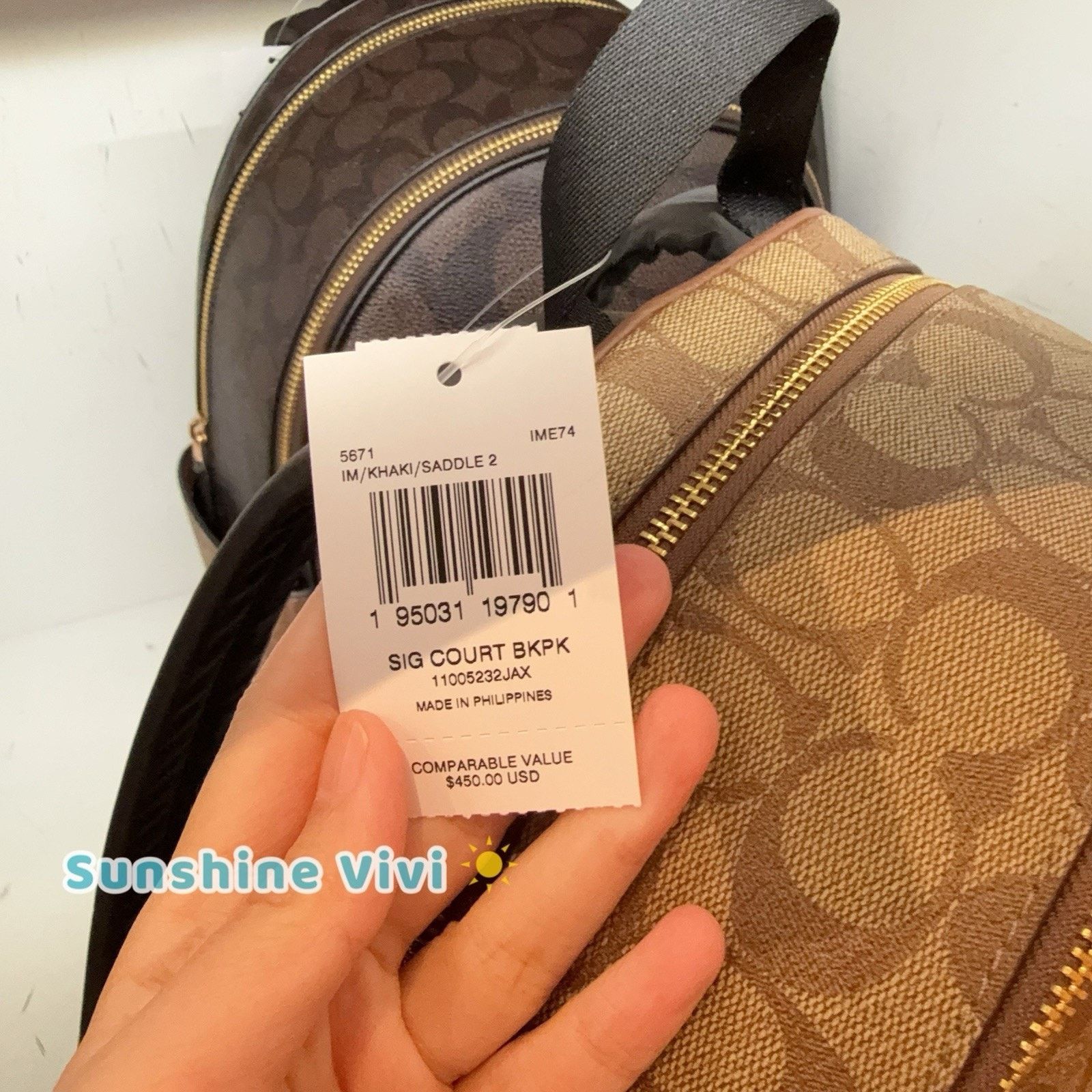 Coach NWT Coach Court 5671 Khaki Saddle Leather Backpack Size ONE SIZE - 3 Thumbnail