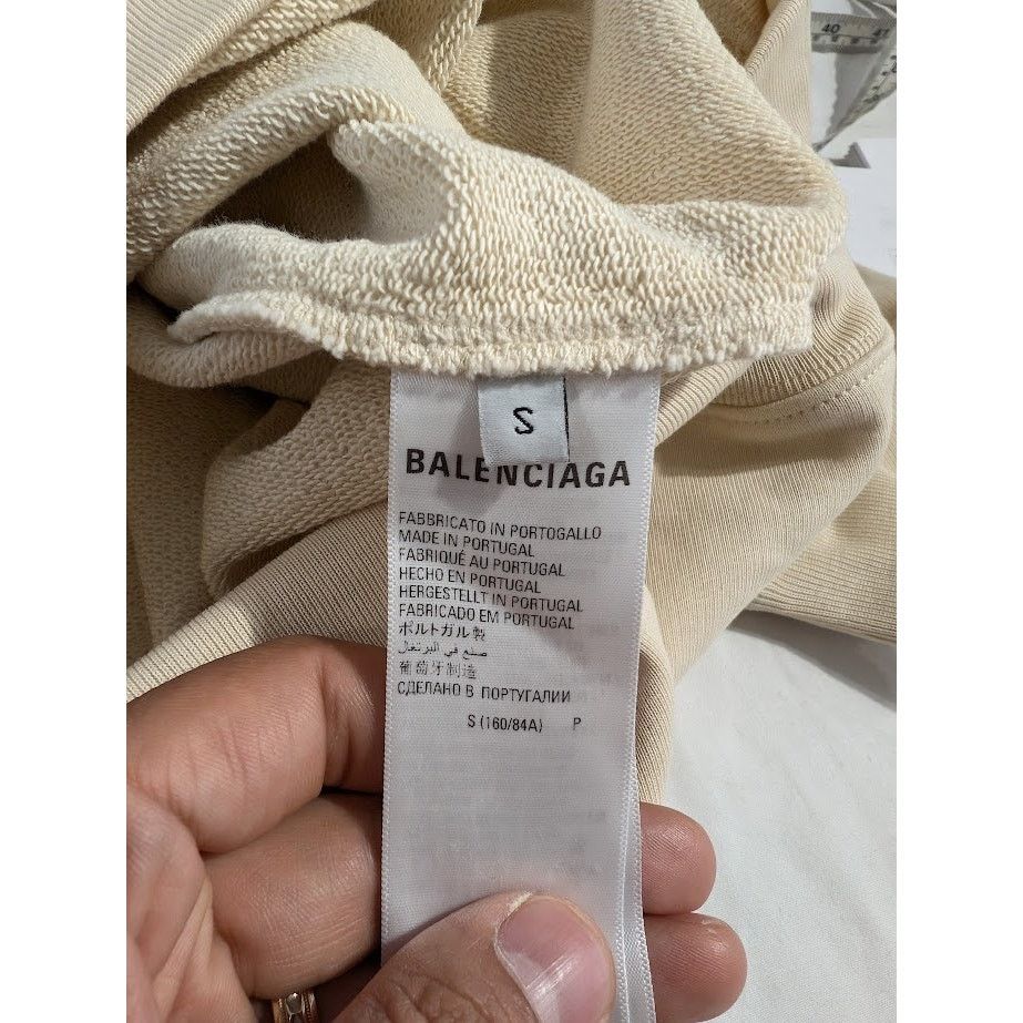 Balenciaga o1rshd1 Hoodie Embroider Pol Bouclette in Cream/Black/Blue Size US S / EU 44-46 / 1 - 14 Thumbnail