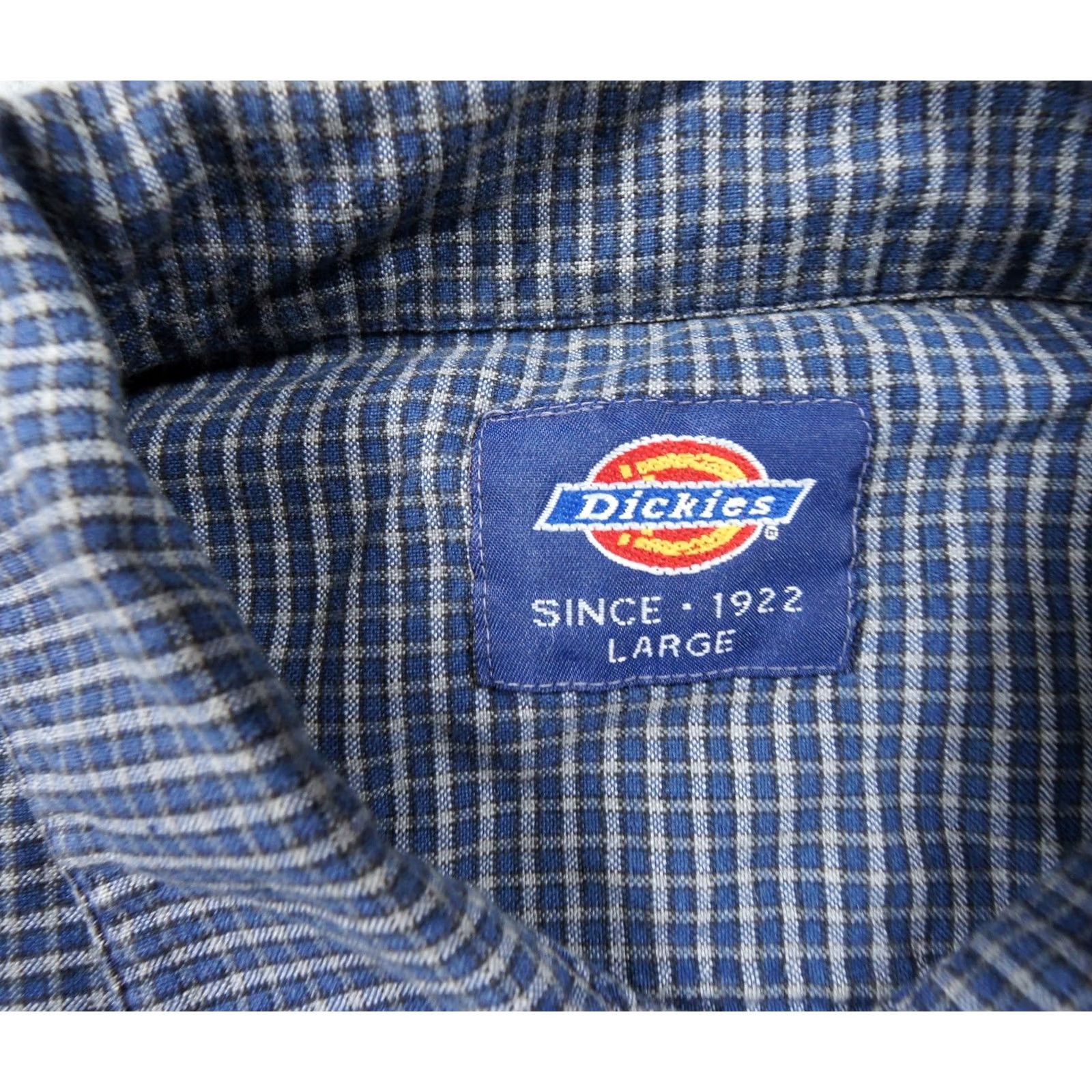 Dickies Dickies Shirt Mens Large Blue Button Up Check Short Sleeve Workwear Logo Y2K Size US L / EU 52-54 / 3 - 7 Thumbnail