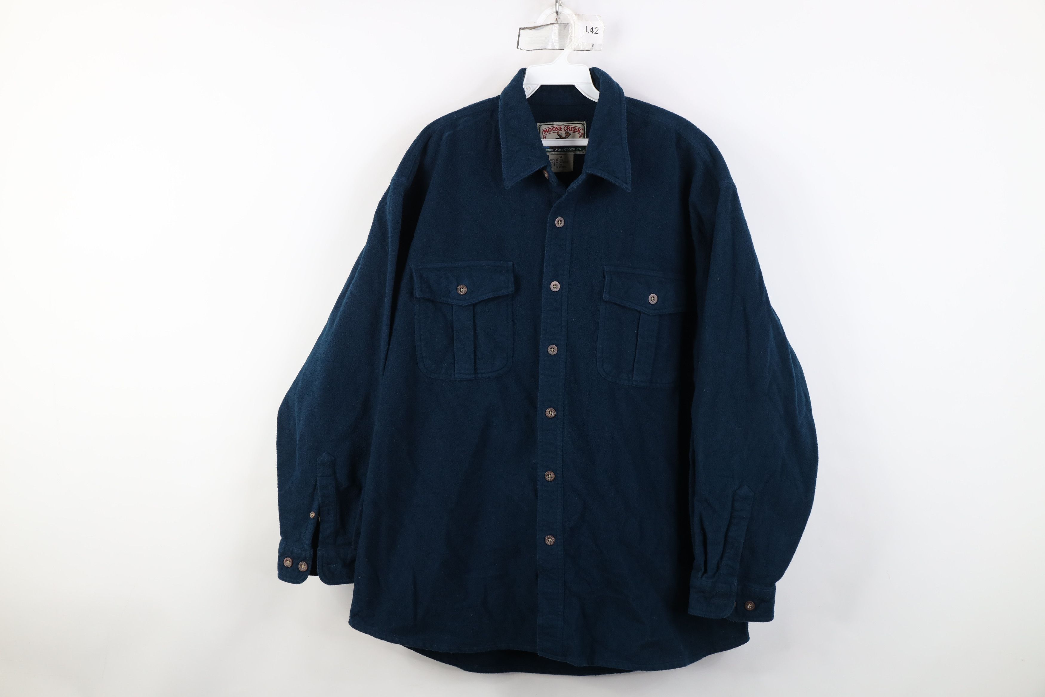 Vintage 90s Streetwear Cloth Button Shirt Blue Cotton