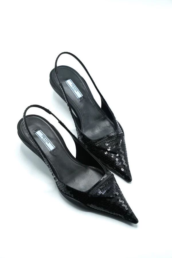 Prada o1w1db11124 High Heel Slingbacks in Black Size US 9 / IT 39 - 3 Thumbnail
