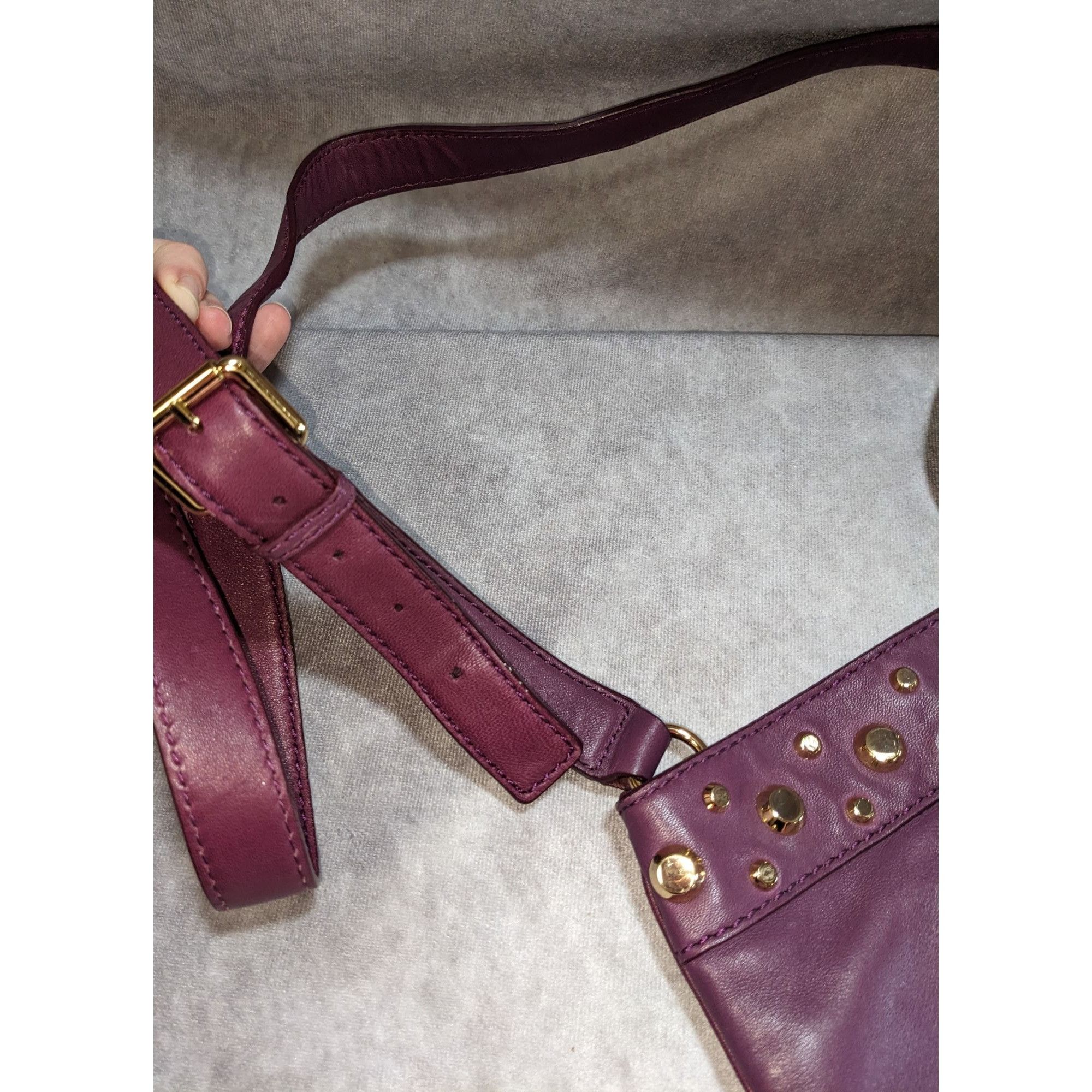 Michael Kors Michael Kors Purple Leather Crossbody Bag With Gold Stud Acc Size ONE SIZE - 5 Thumbnail