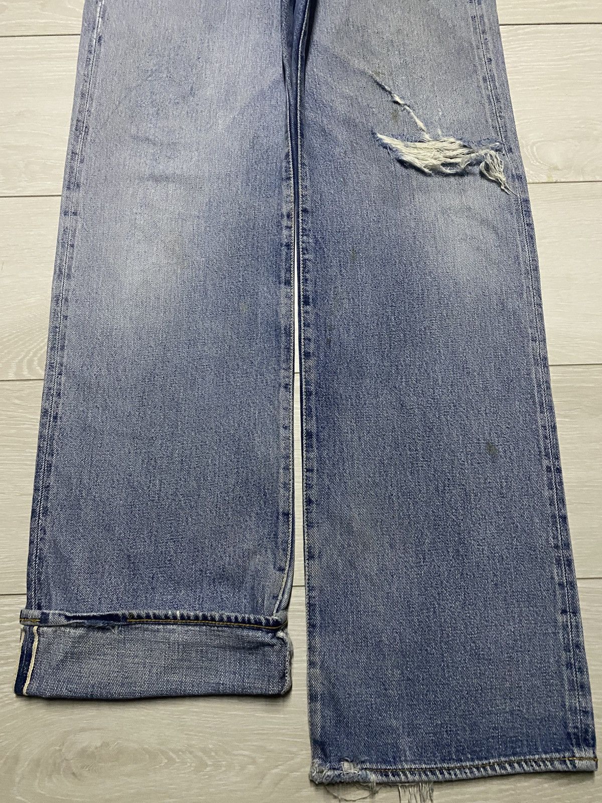 Denime Vintage DENIME 89 Selvedge Light Wash Distressed Baggy Jeans Size US 28 / EU 44 - 5 Thumbnail