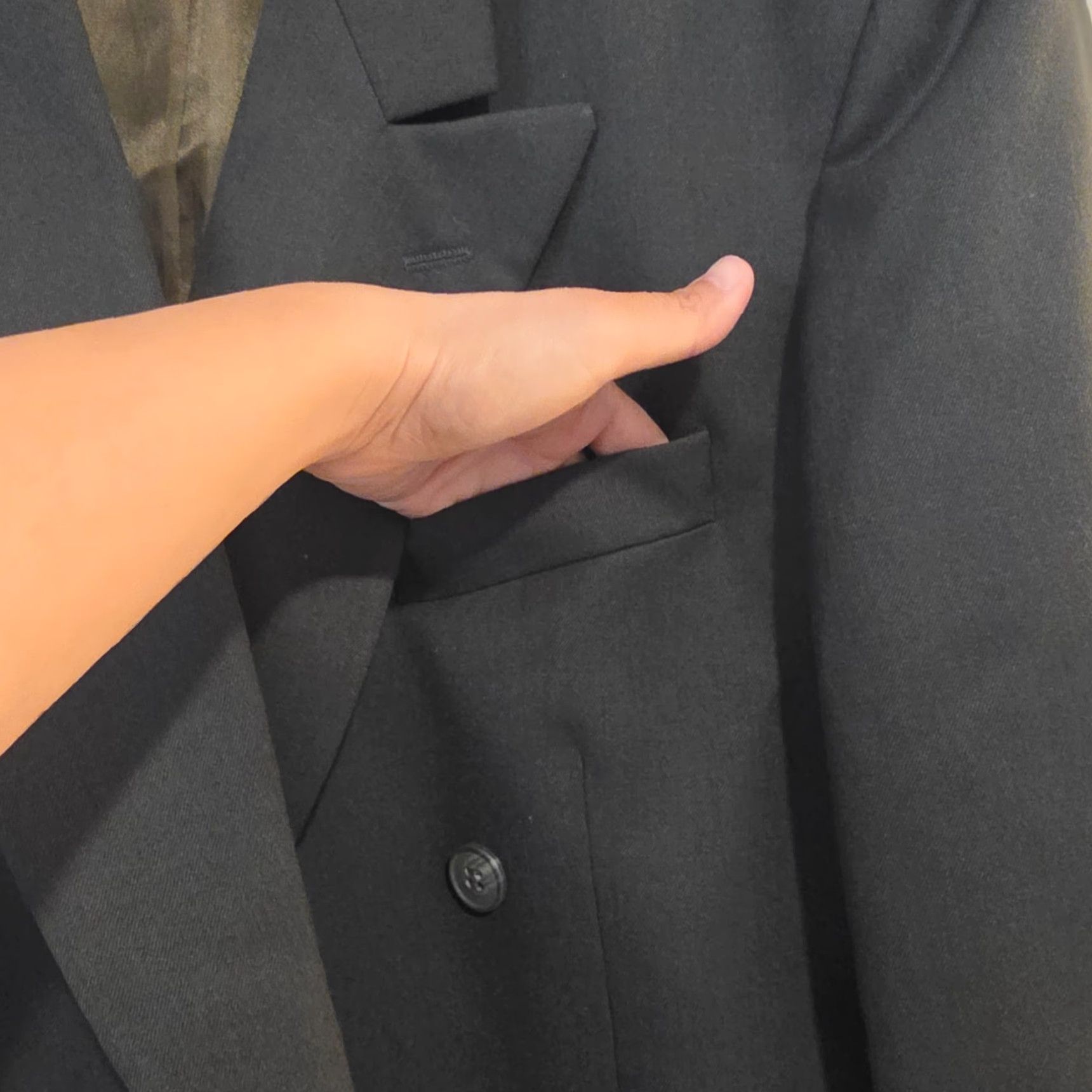 Doublet VINTAGE Andre Villard Blazer Jacket Men's 44R Black 100% Wool Double-Breasted Peak Lapel Formal Business Office Modern Vintage Size 44R - 3 Thumbnail