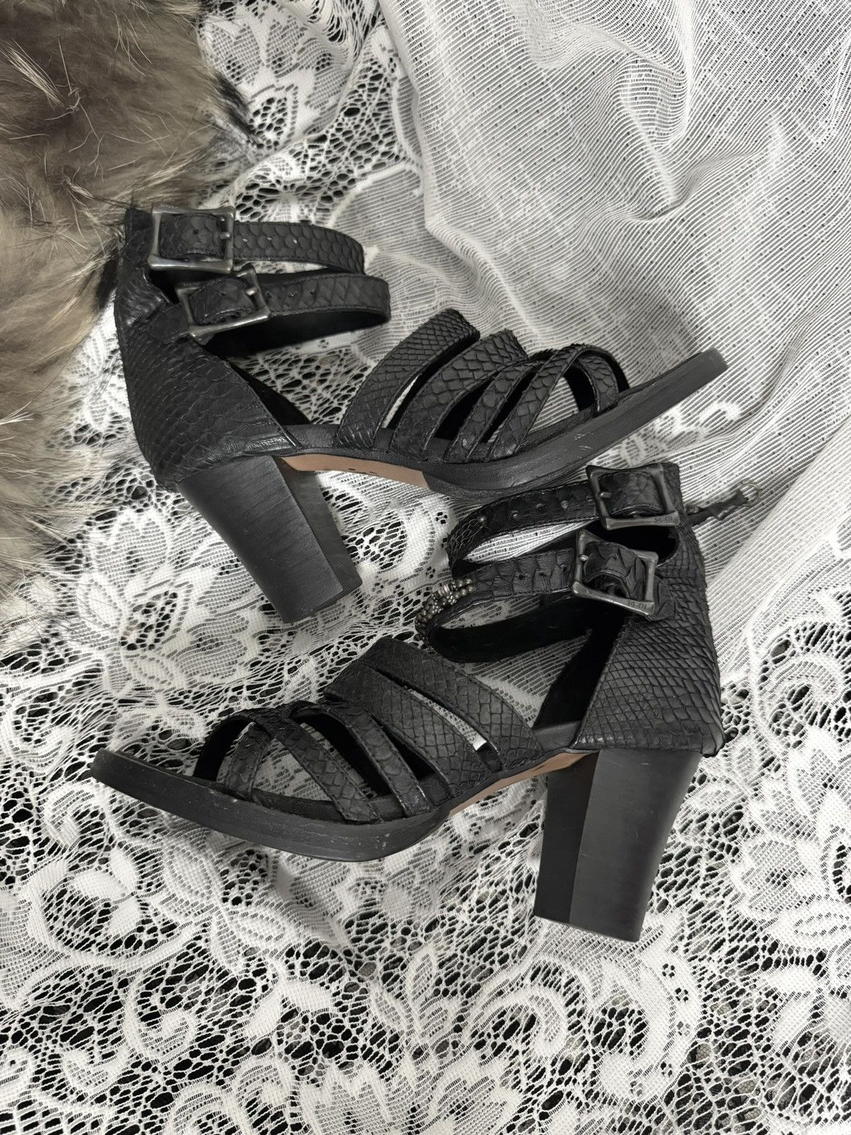 14th Addiction 14th Addiction Python Leather Straps Heels Size US 6 / IT 36 - 2 Thumbnail