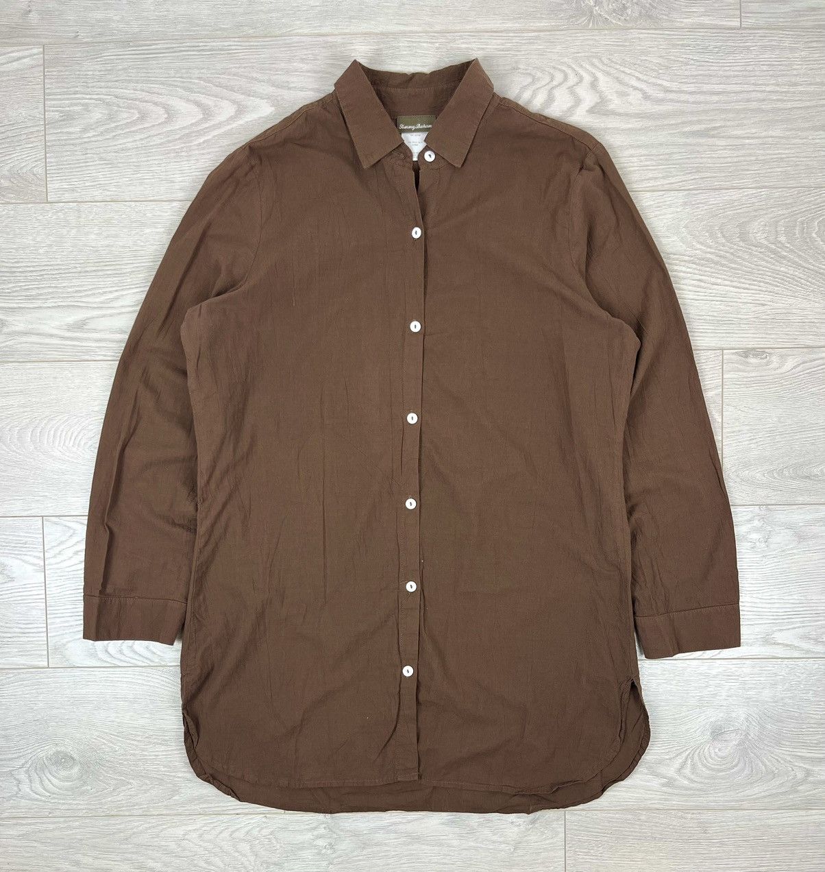 Tommy Bahama Tommy Bahama Brown Cotton Button Up Light Shirt XL Tall Size US XL / EU 56 / 4 - 1 Thumbnail