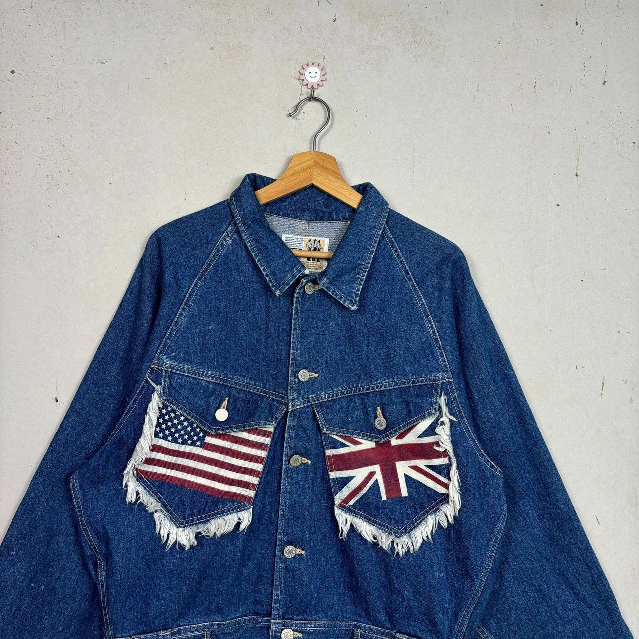 Japanese Brand Vintage Frankie 3052 Japanese Denim Flag Jacket Raglan Size US L / EU 52-54 / 3 - 3 Thumbnail