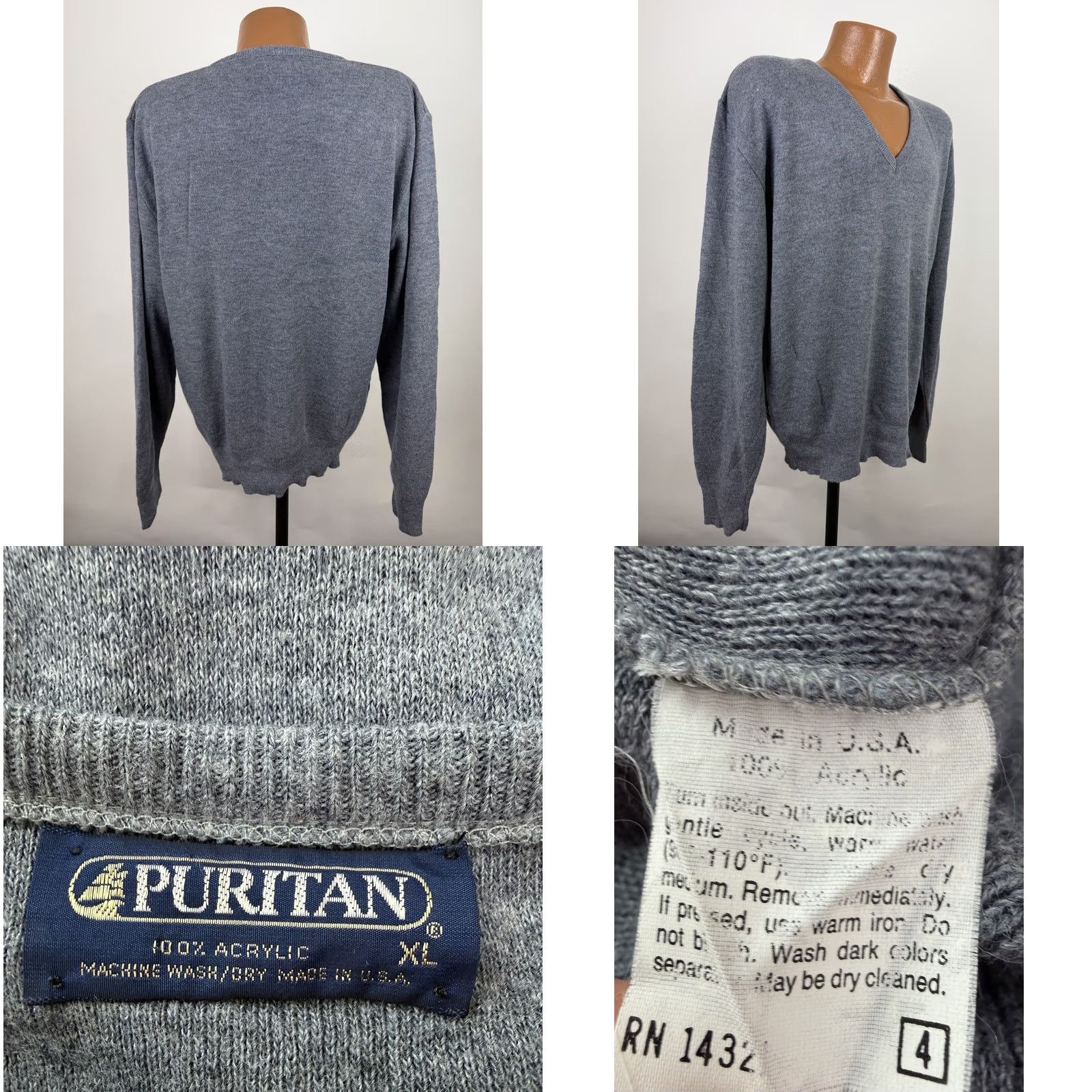 Vintage VINTAGE Puritan Sweater Mens XL V-Neck Knit Pullover Gray Heather Minimal Golf 80s 90s Retro Pullover Men XLLid Size US XL / EU 56 / 4 - 8 Thumbnail