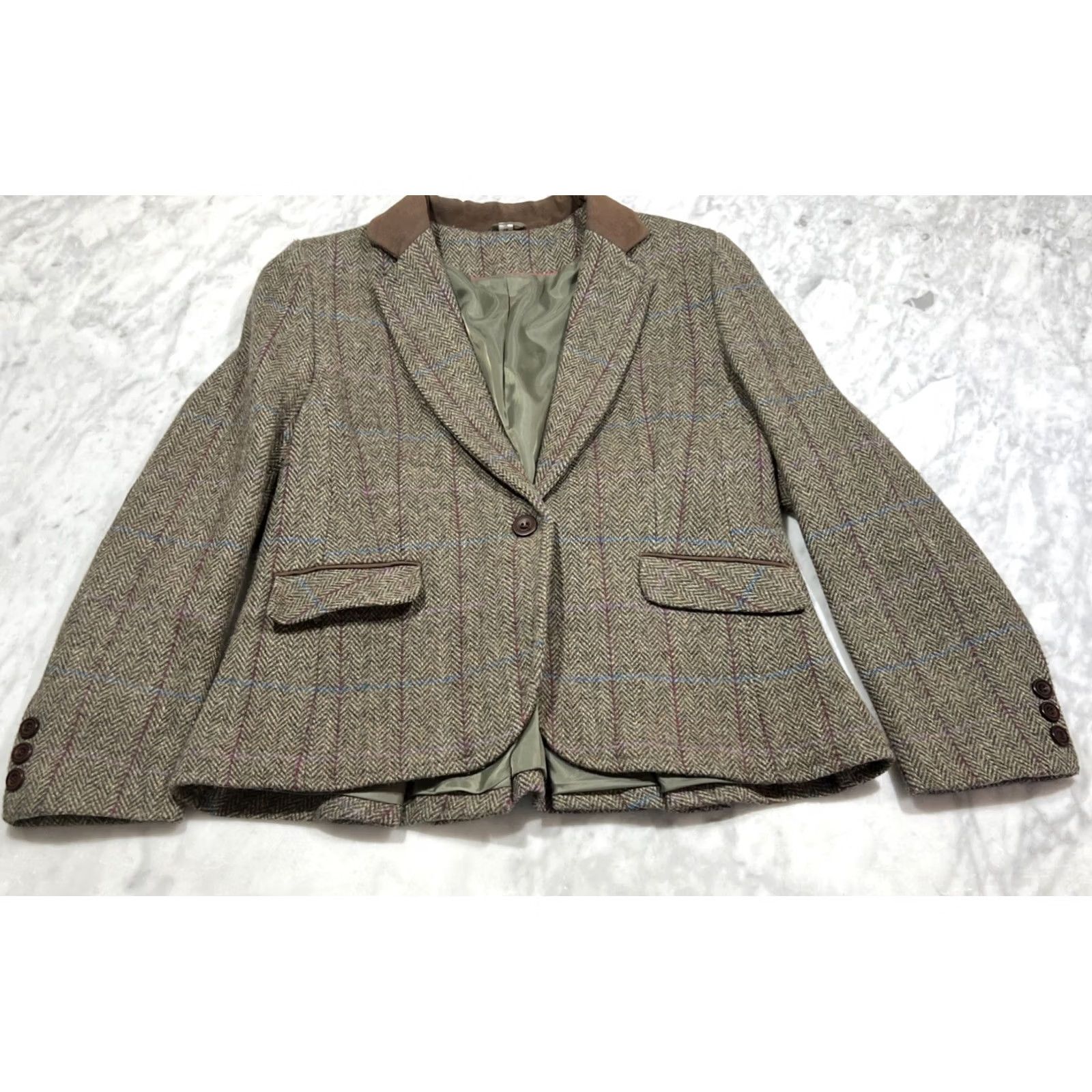 Harris Tweed VINTAGE Harris Tweed Blazer Coat Women’s UK 18 US 14 XL Herringbone Wool Lined Size XL / US 12-14 / IT 48-50 - 2 Thumbnail
