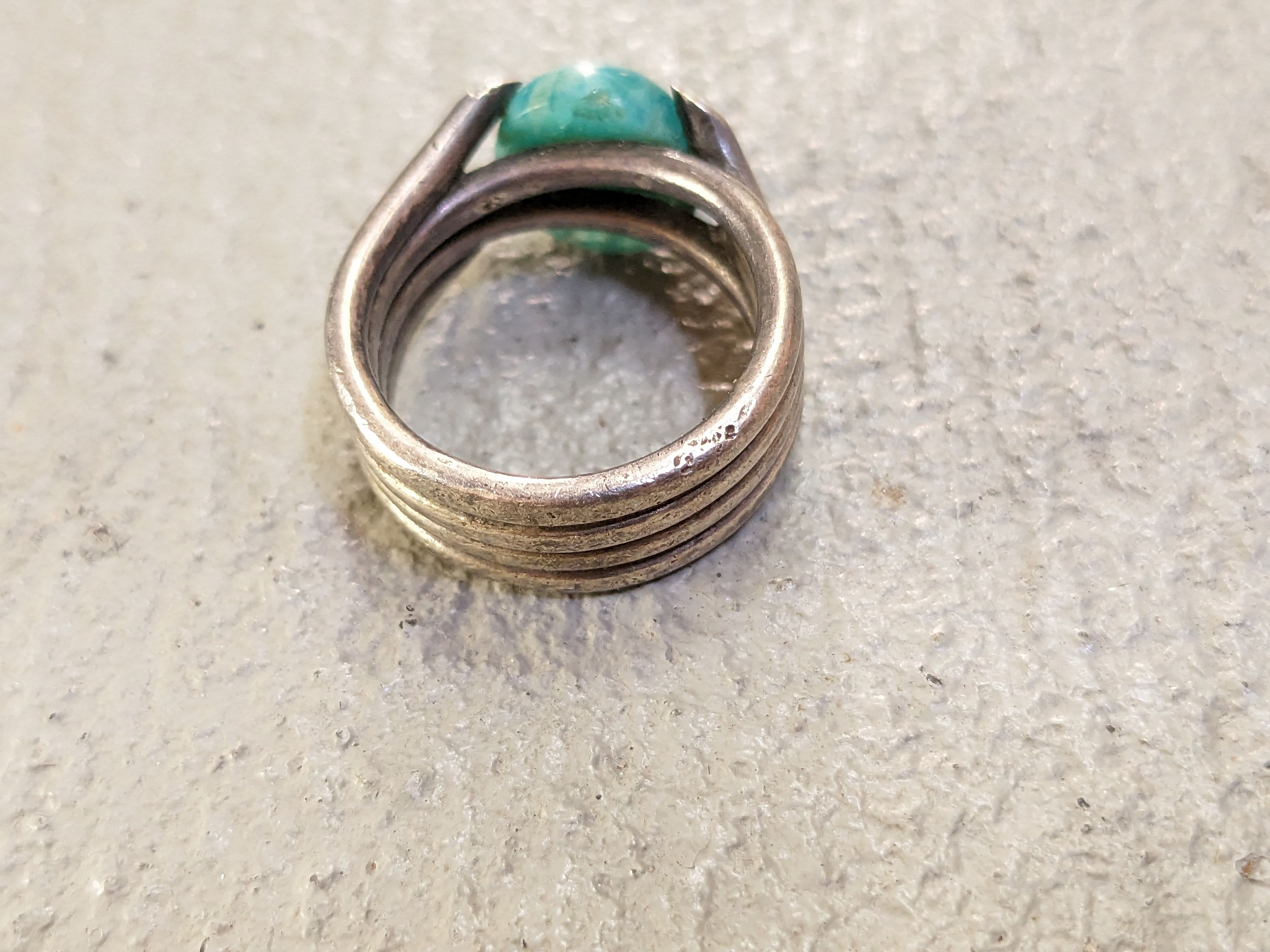 Jewelry Vintage Sterling Silver Ring 6.75 Amazonite Oval Modern Size ONE SIZE - 8 Thumbnail