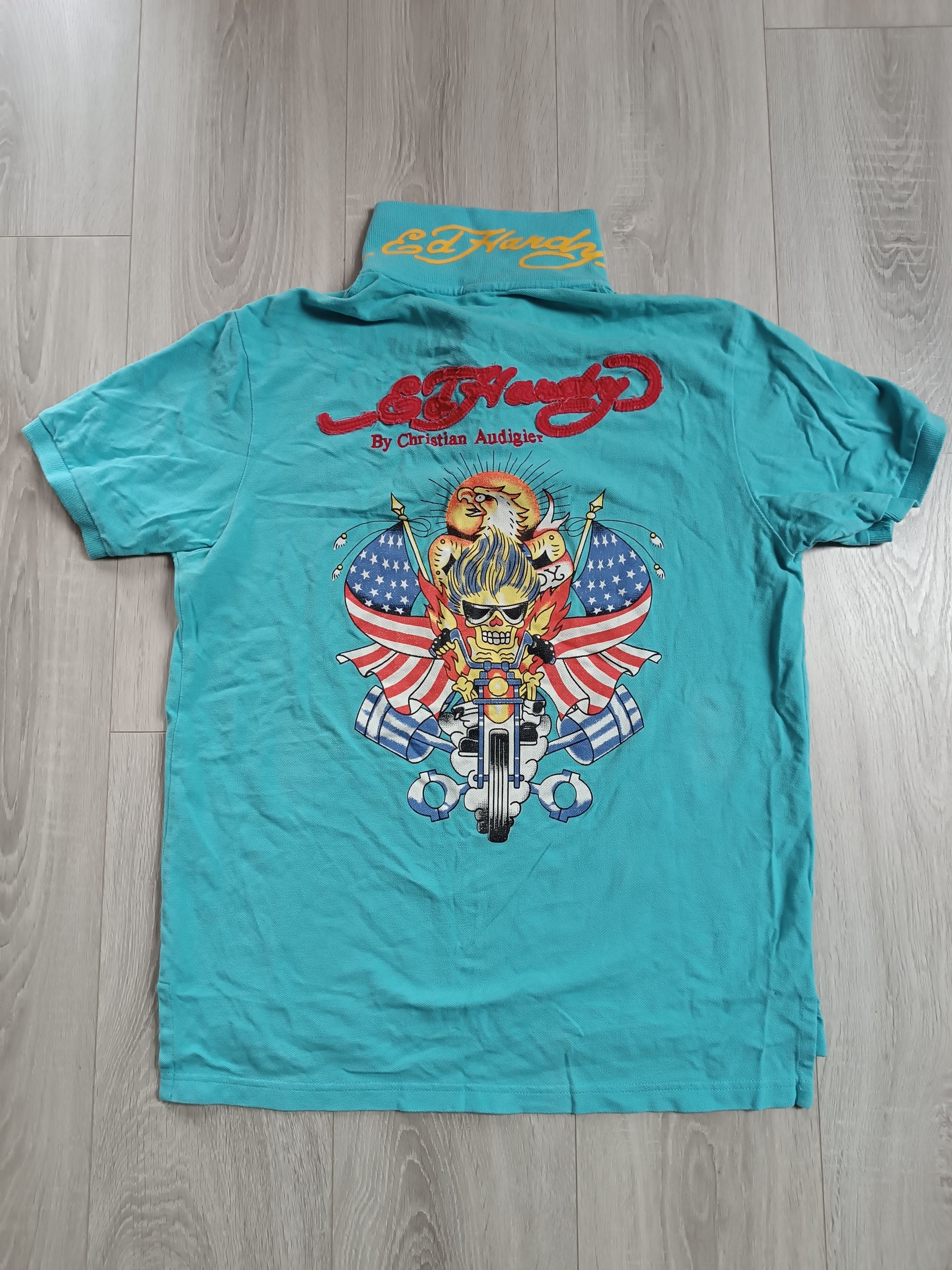Ed Hardy Vitnage y2k style ed hardy polo tee blue Size US L / EU 52-54 / 3 - 1 Thumbnail