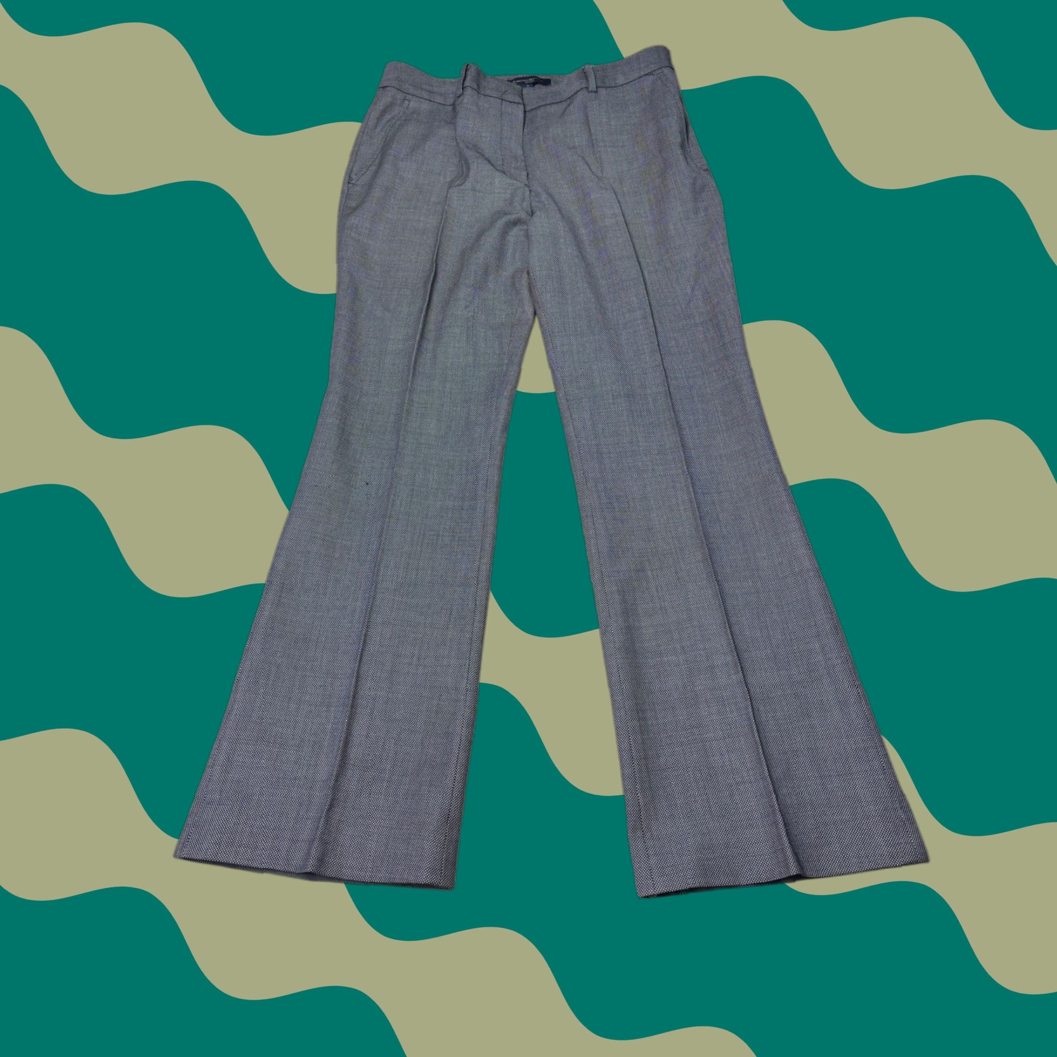 Brooks Brothers Brooks Brothers Explorer Navy White Micro Wool Blend Dress Pants Size 8 W32 L29 Women Gray Geometric Pattern Dress Pants Size 30" / US 8 / IT 44 - 1 Thumbnail
