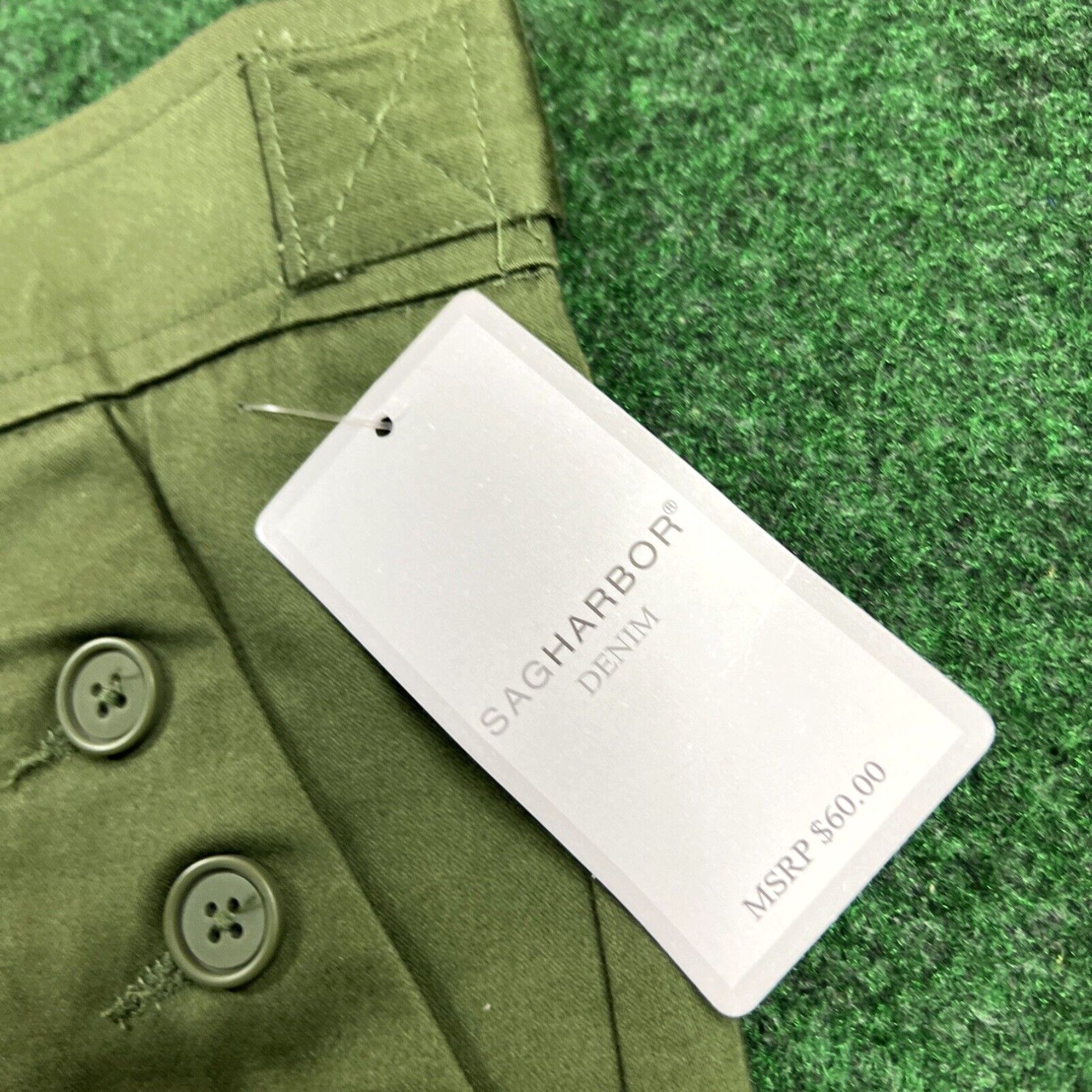Vintage Sagharbor Denim Green 6 Shorts Smooth Measures 32 New W Tags Size 28" / US 6 / IT 42 - 3 Thumbnail