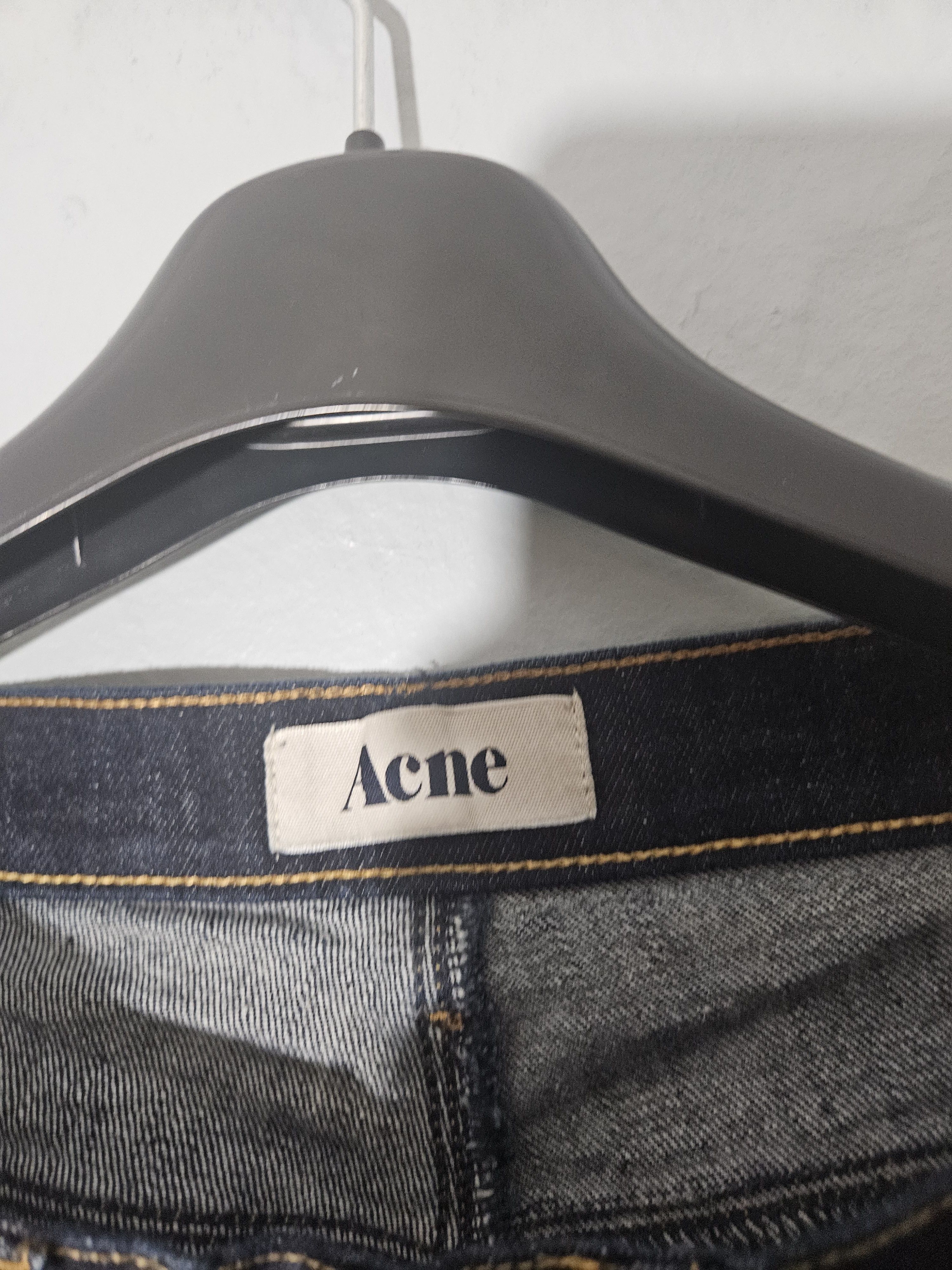 Acne Studios Max Soft Raw Leather Back Patch Blue Denim Jeans Size US 31 - 6 Thumbnail