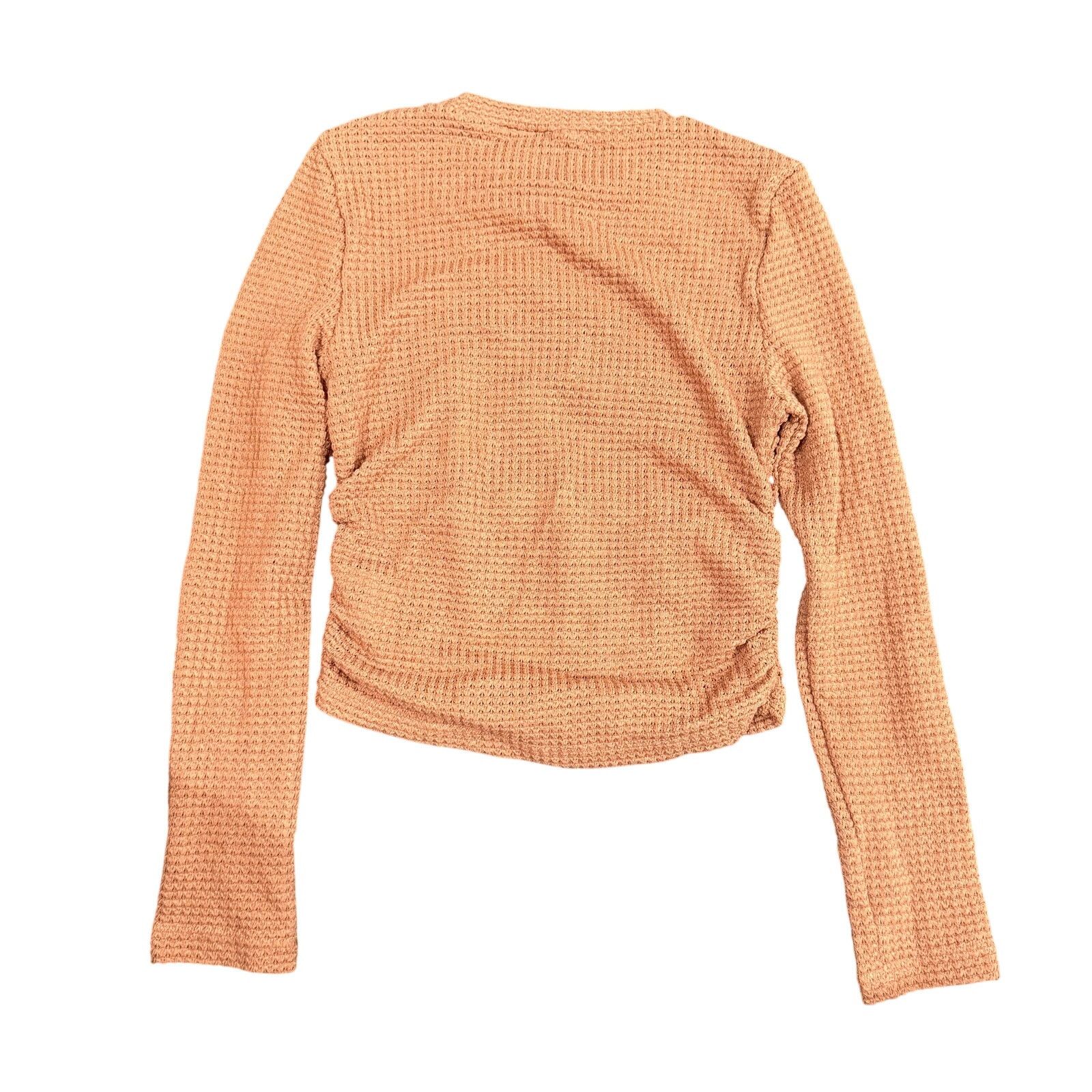 Shein Woman's Waffle Knit Long Sleeve Crop Top in Brown, Size M Size M / US 6-8 / IT 42-44 - 2 Thumbnail