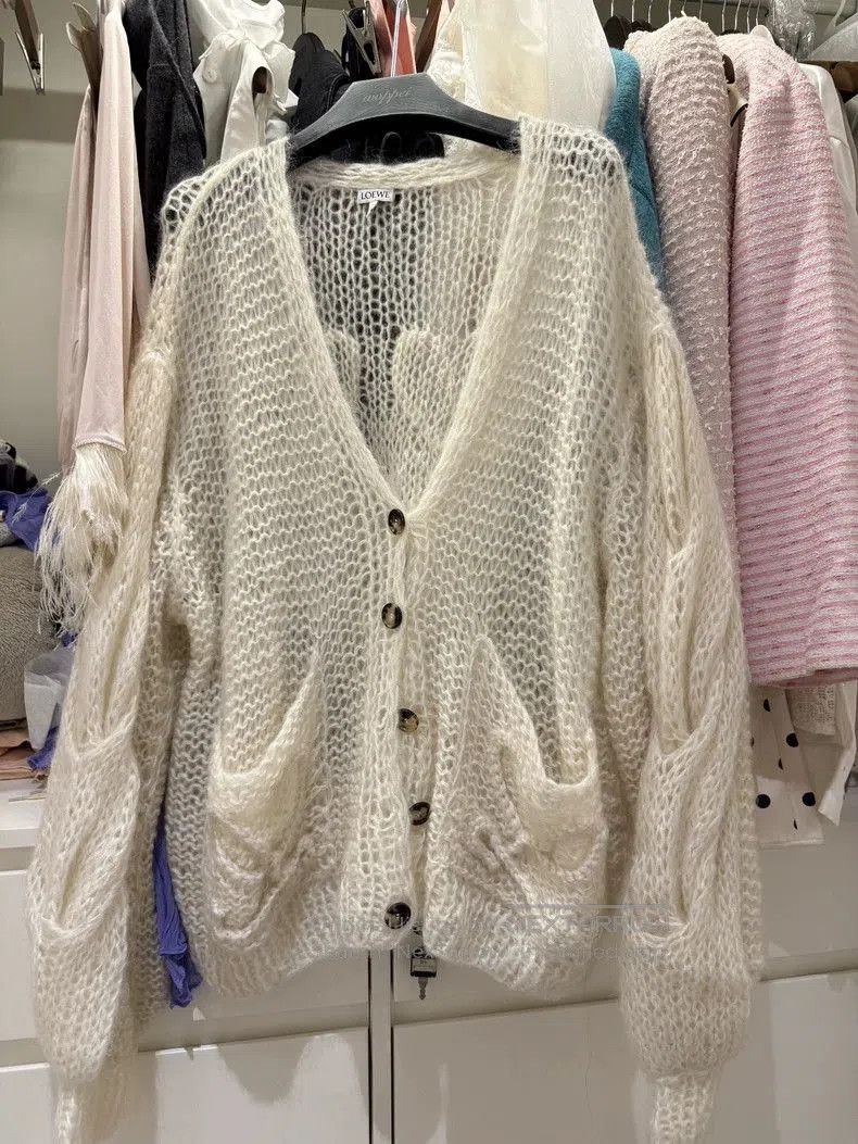 Loewe Loewe White Mohair Knit Cardigan S. Size US S / EU 44-46 / 1 - 2 Thumbnail